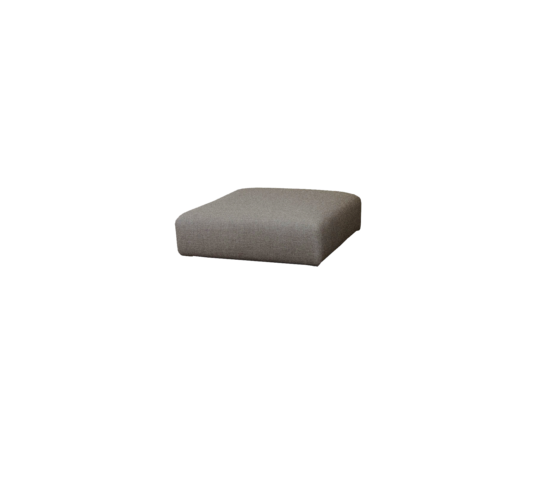 Grå ottoman med en modern, minimalistisk design, som har en mjuk tygytan och rena linjer, perfekt för mångsidig sittplats eller dekoration.