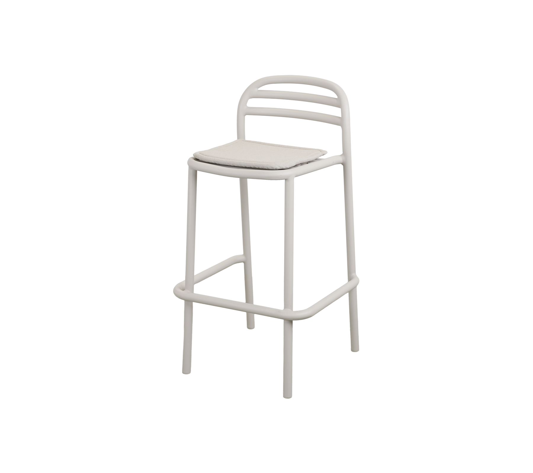 Modern barstol i sandfärgad design.
