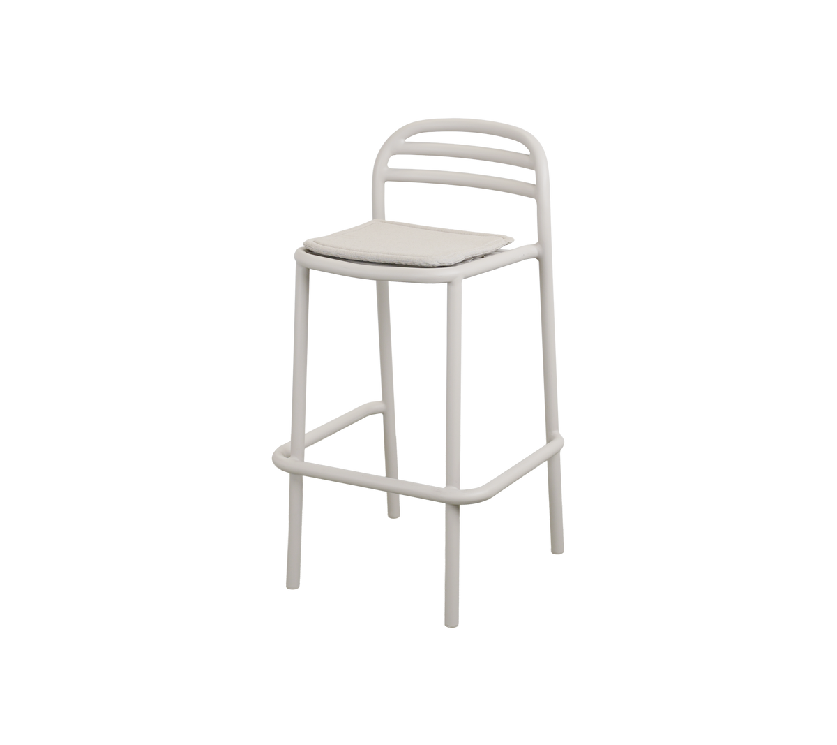 Modern barstol i sandfärgad design.