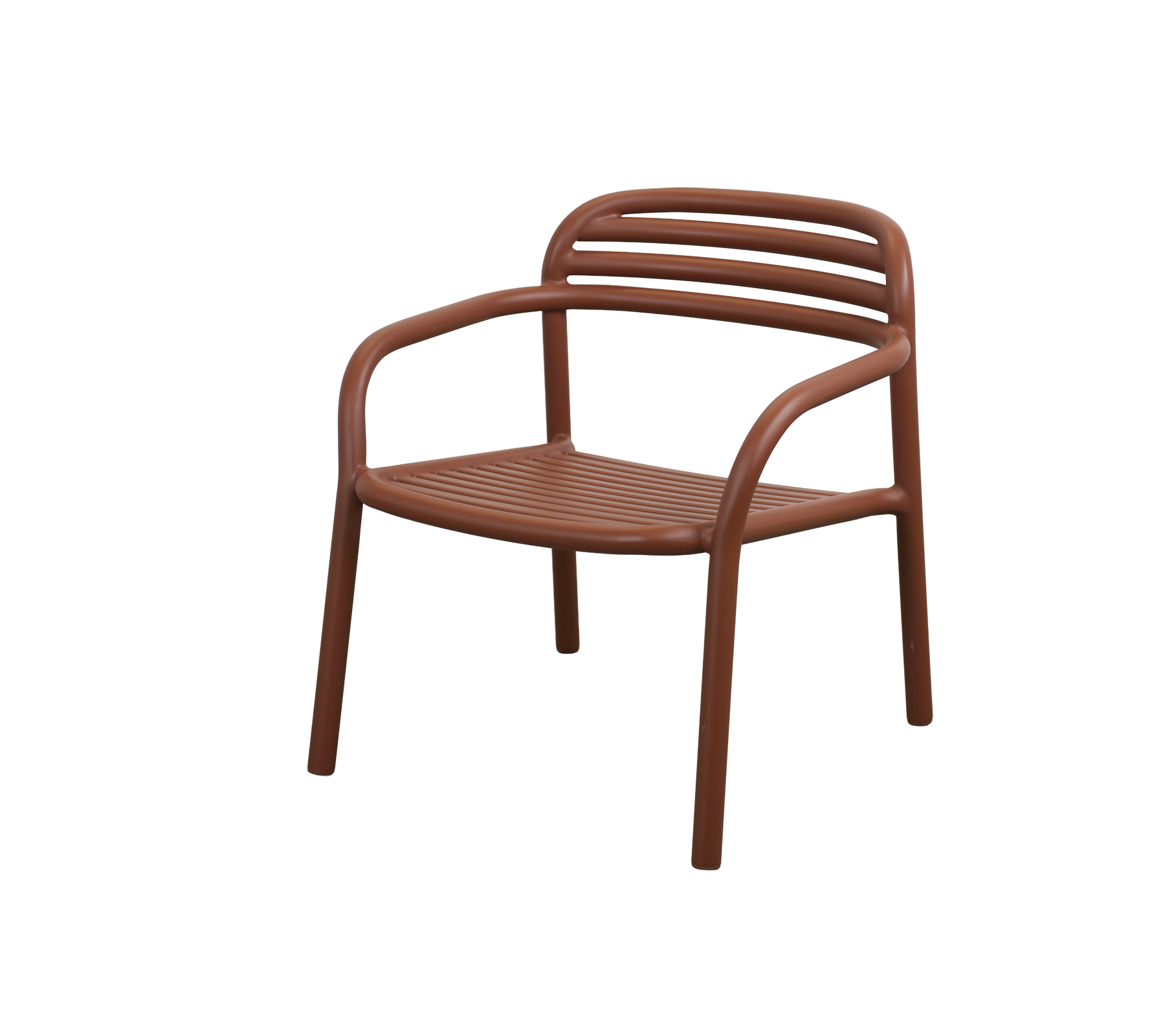 Ökenröd stol med en elegant, modern design.