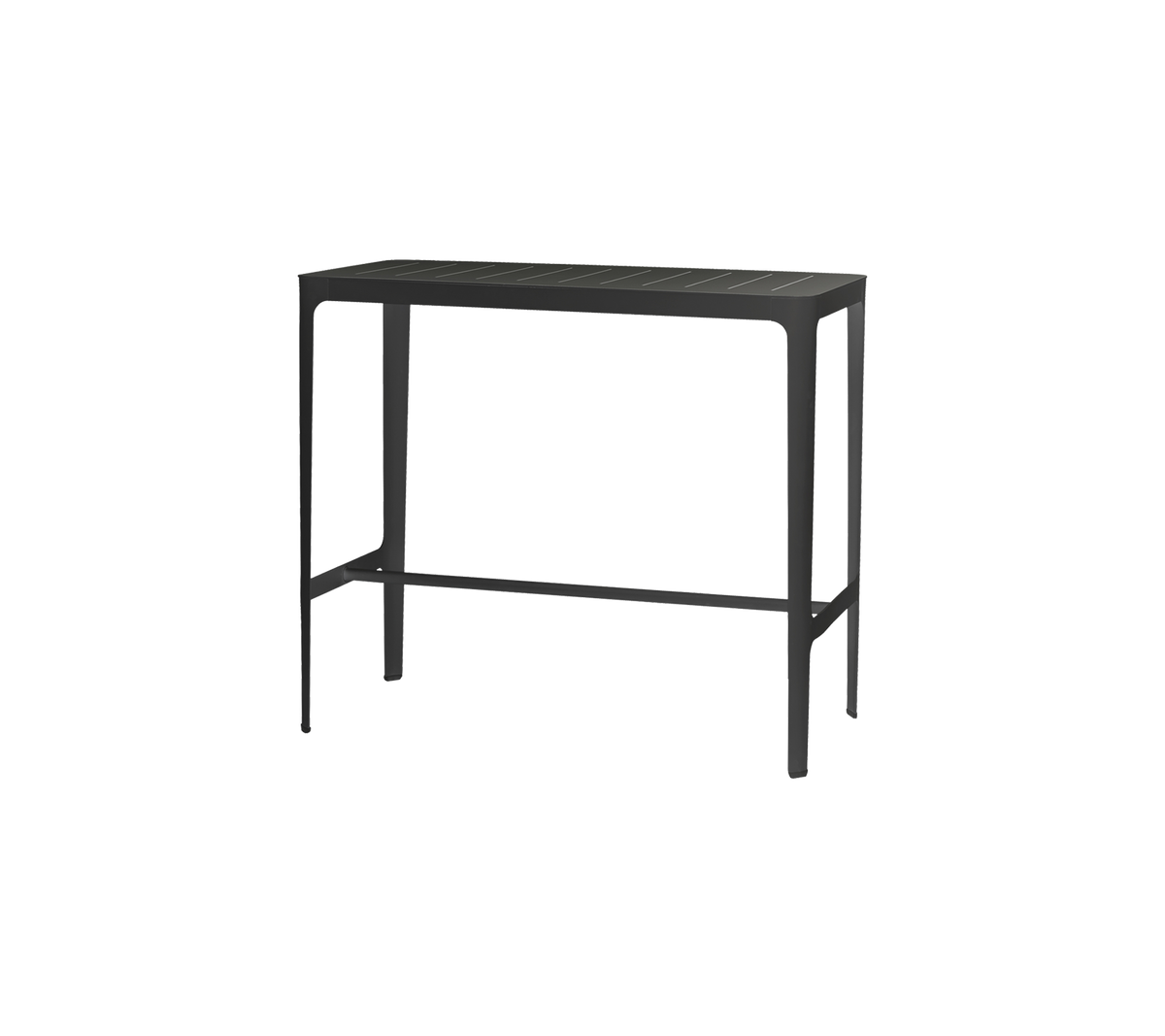 Snyggt svart konsolbord med minimalistisk design och en nederhylla för extra förvaring eller utställningsändamål.