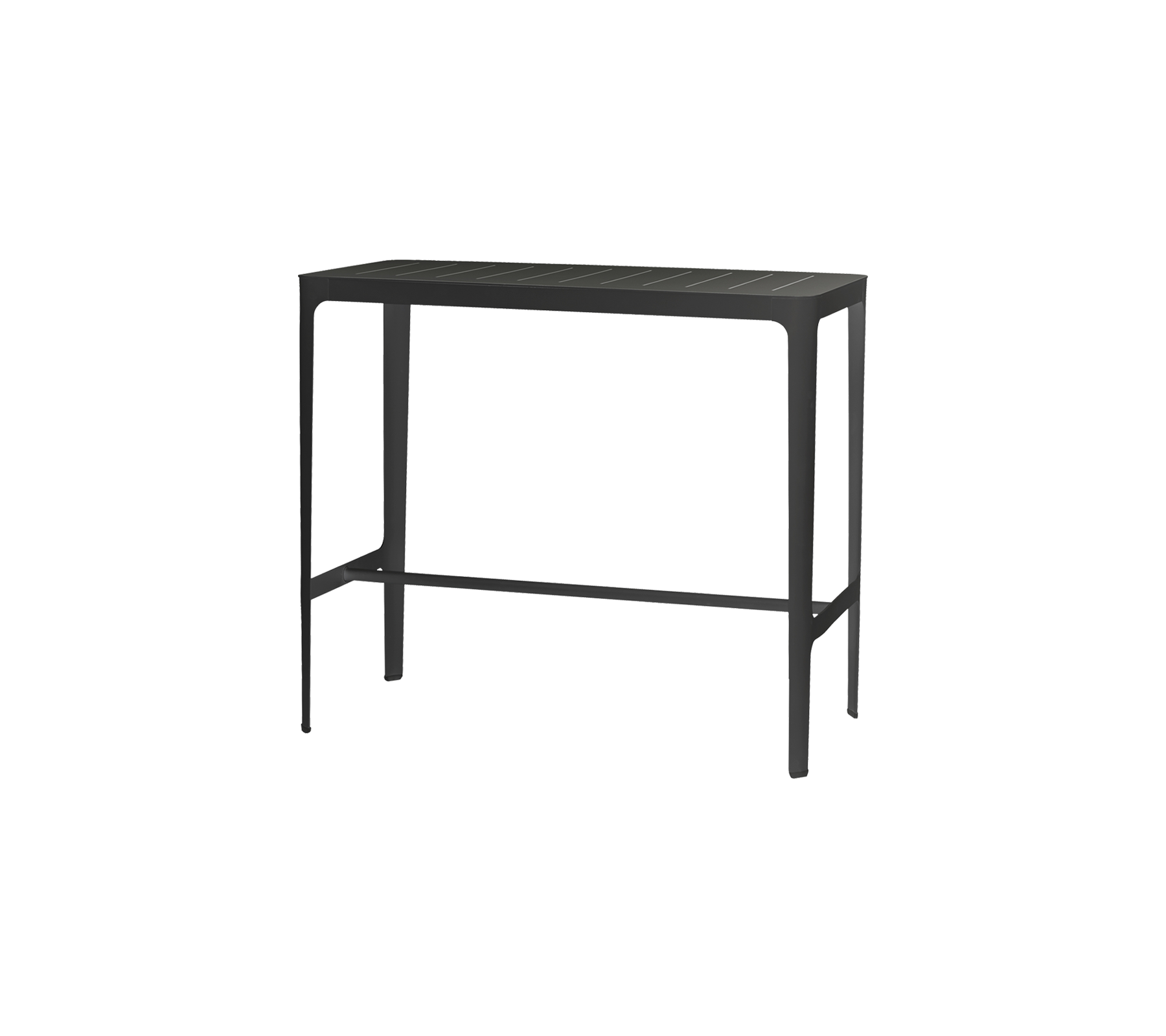 Snyggt svart konsolbord med minimalistisk design och en nederhylla för extra förvaring eller utställningsändamål.