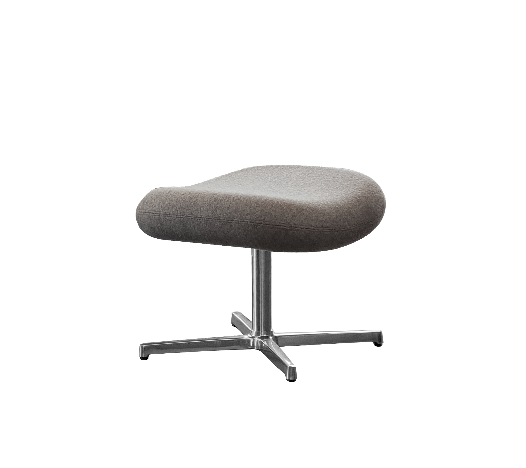 Modern klädd fotpall med en mjuk, rund topp och en smal metallbas, perfekt för extra komfort och stil.