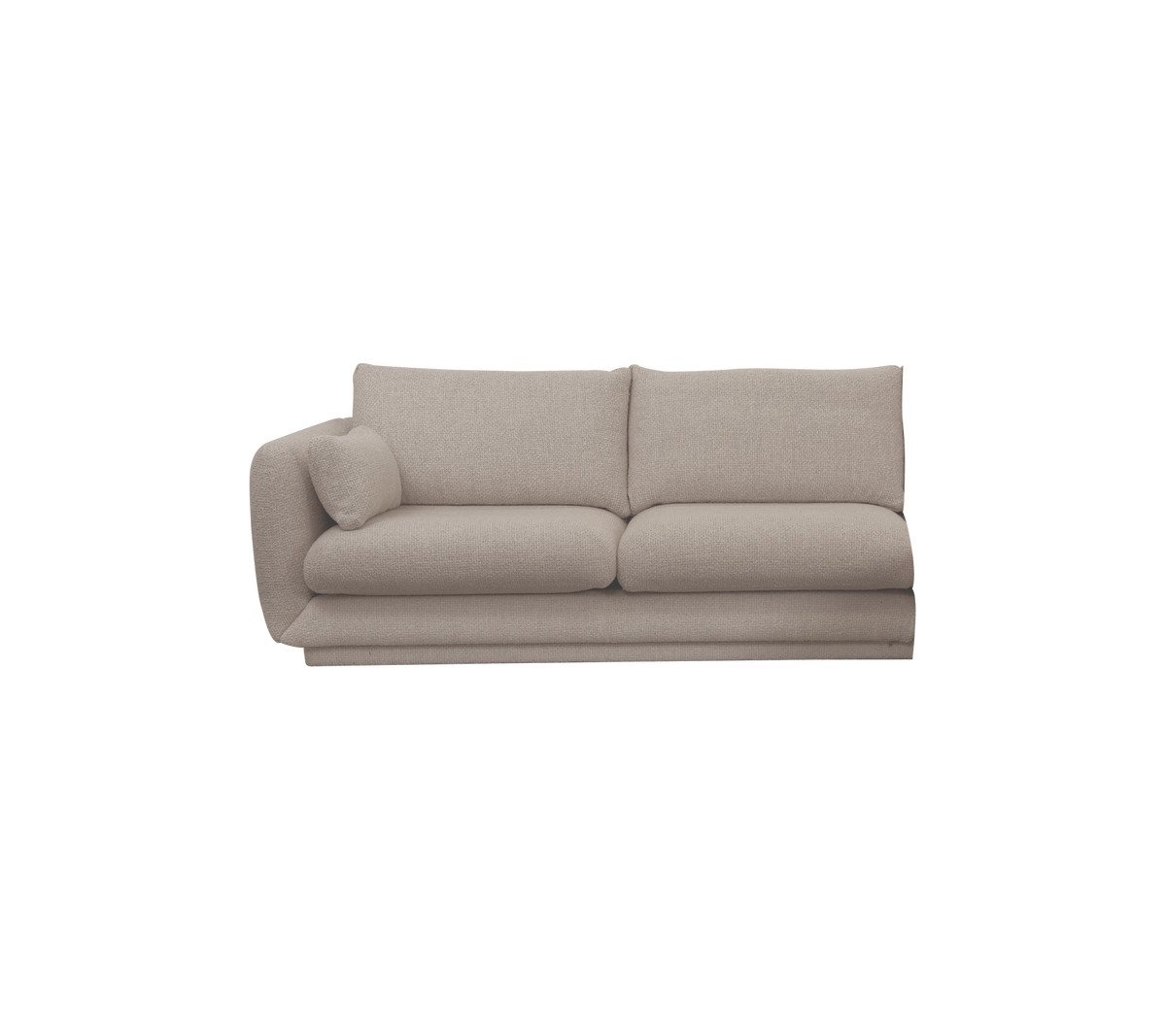 Ljusbrun modern soffa med en minimalistisk design.