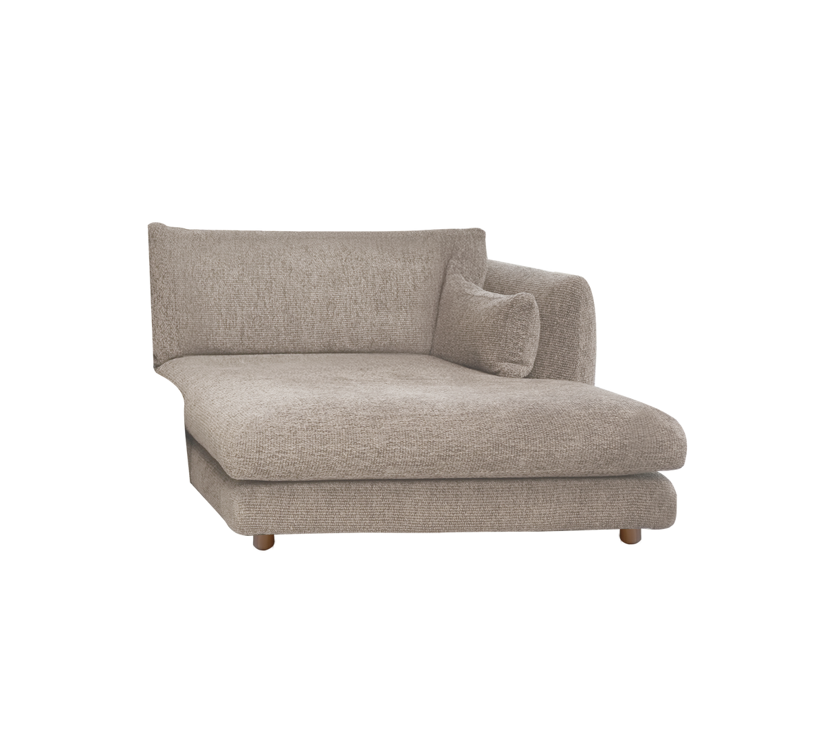 Ljusbrun chaise longue med minimalistisk design.
