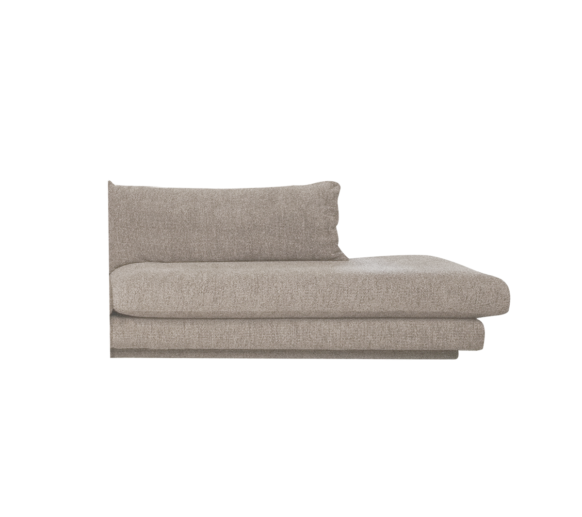 Ljusbrun modern soffa med en minimalistisk design.
