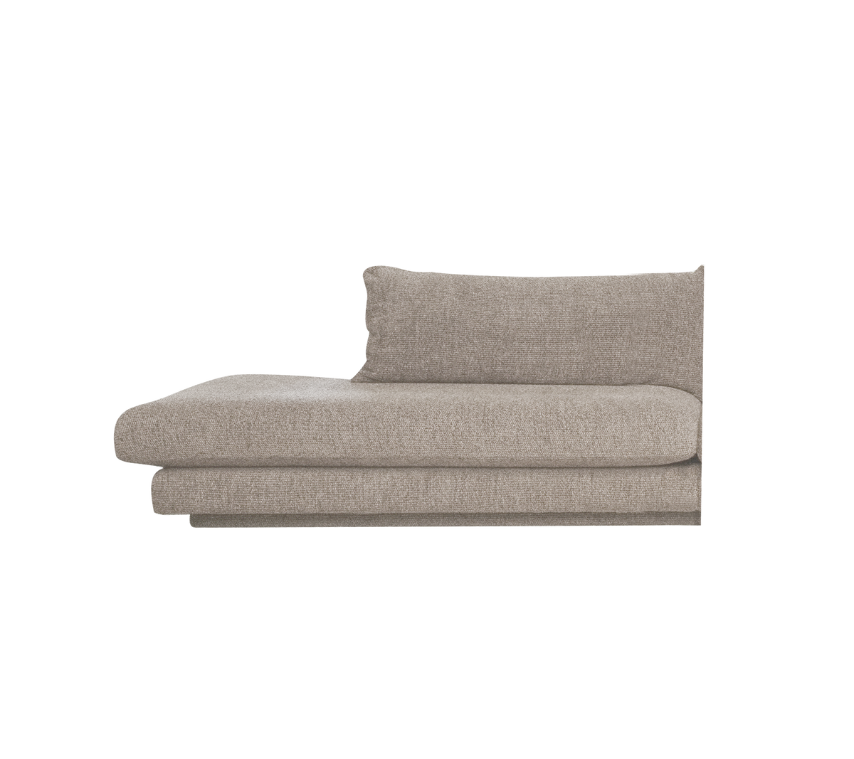 Ljusbrun soffa i en modern loungeinredning.