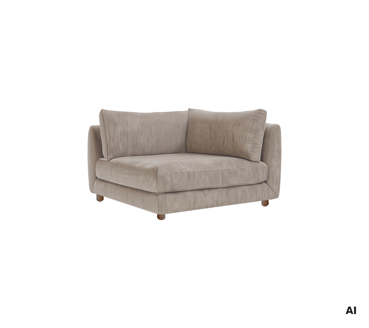 Ljusbrun modern soffa med samtida design.
