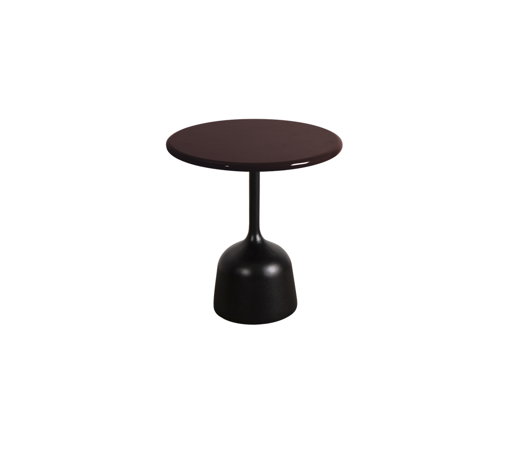 Burgundiskt runt bord med en smäcker bas.