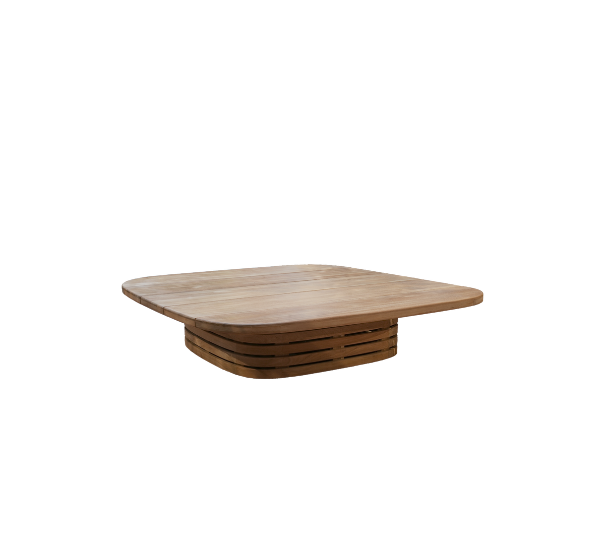 Modernt teakbord med en unik design.