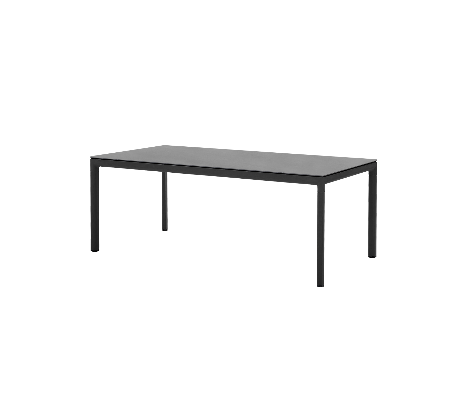 Ett enkelt rektangulärt bord med en strömlinjeformad design och stabila ben, lämpligt för olika miljöer och användningar.