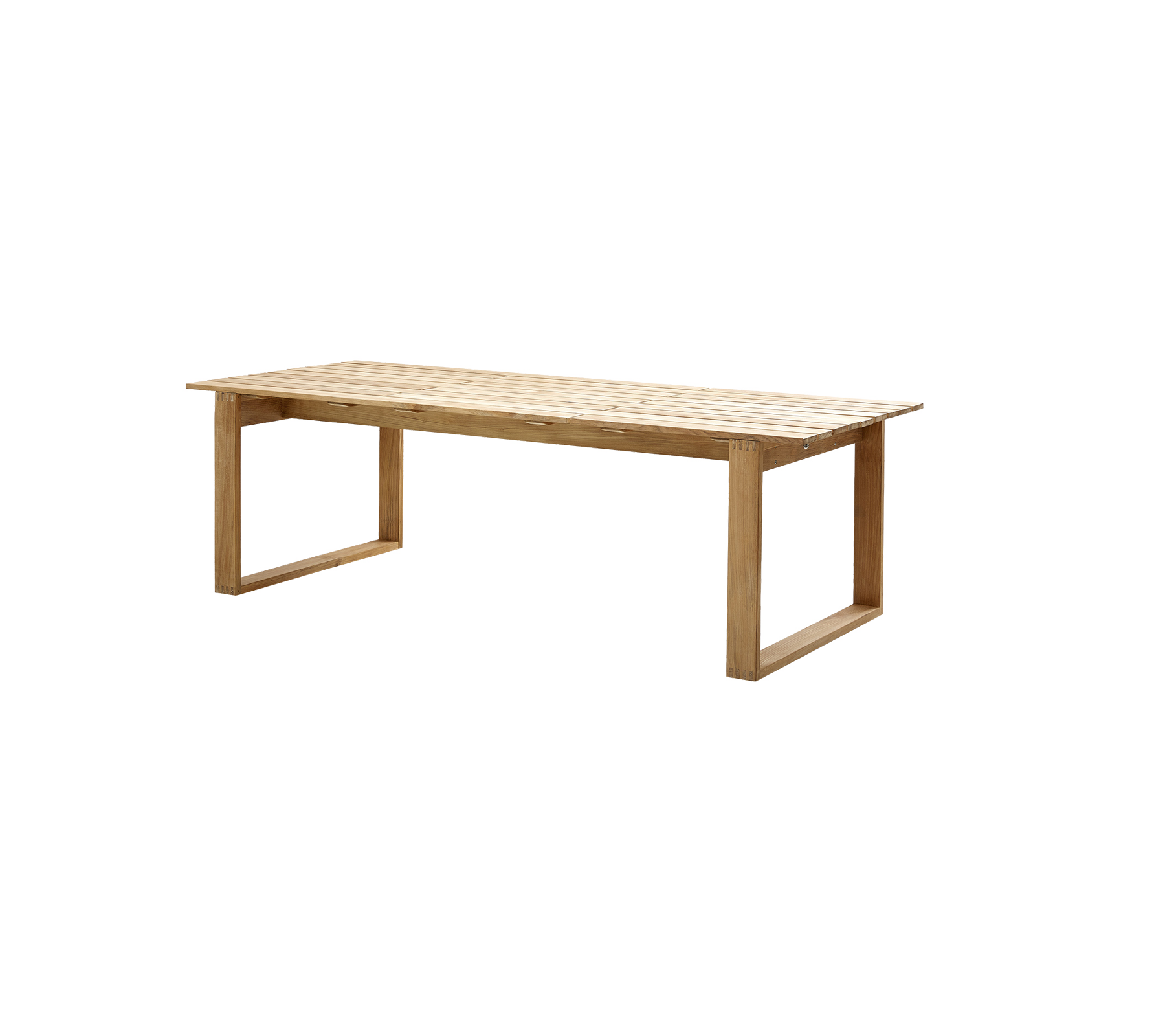 Träbord med en enkel, modern design som har en rektangulär topp och minimalistiska ben, perfekt för olika miljöer.