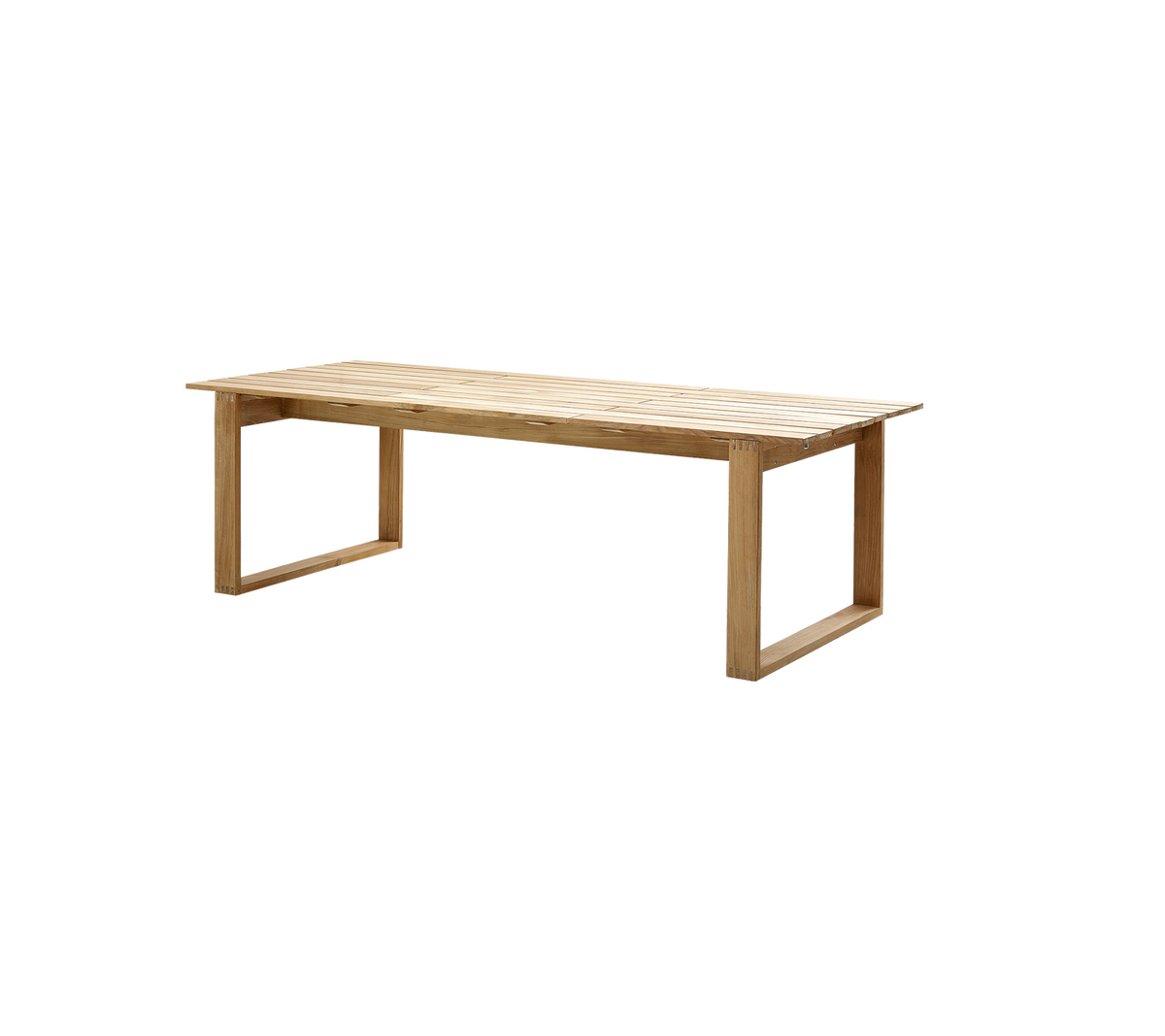 Träbord med en enkel, modern design som har en rektangulär topp och minimalistiska ben, perfekt för olika miljöer.