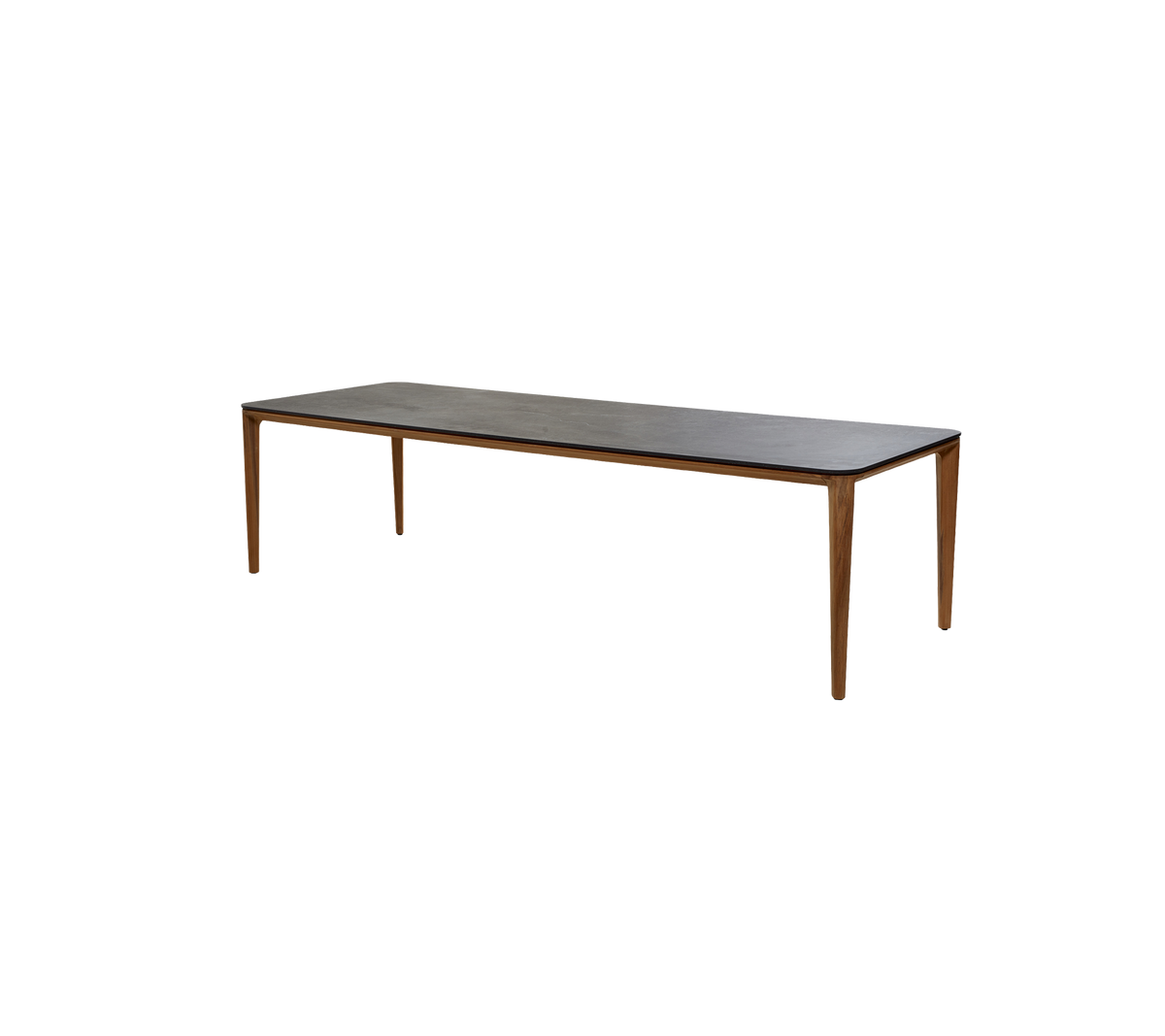 Lång rektangulär bord med en träram och en slät yta, lämplig för olika miljöer och användningar.
