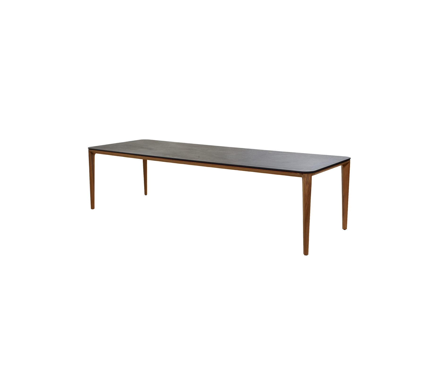Lång rektangulär bord med en träram och en slät yta, lämplig för olika miljöer och användningar.