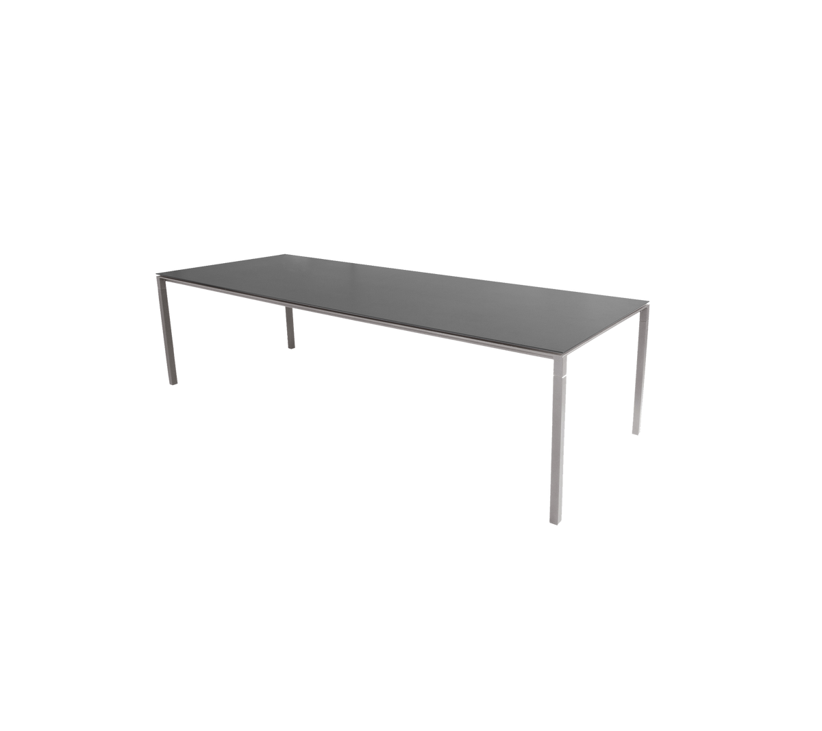 Ett slankt, modernt bord med en plan yta och stadiga ben, designat för mångsidig användning i olika miljöer.