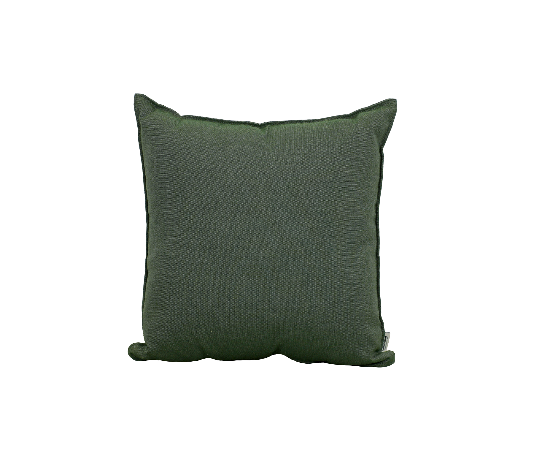 Grön kudde med en enkel design.
