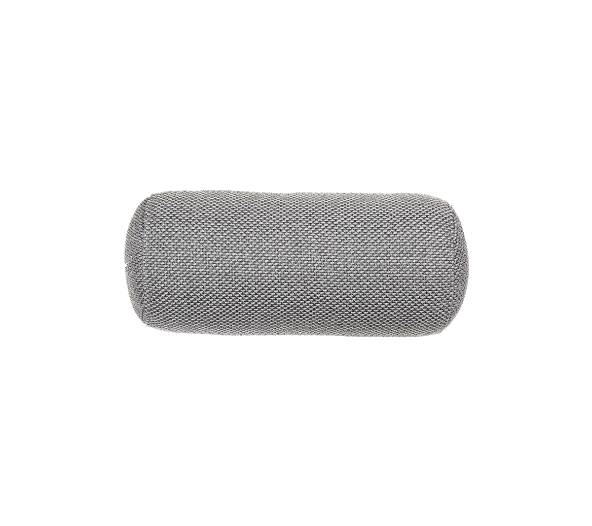 Grå cylindrisk kudde med en texturerad yta, lämplig för stöd och komfort.