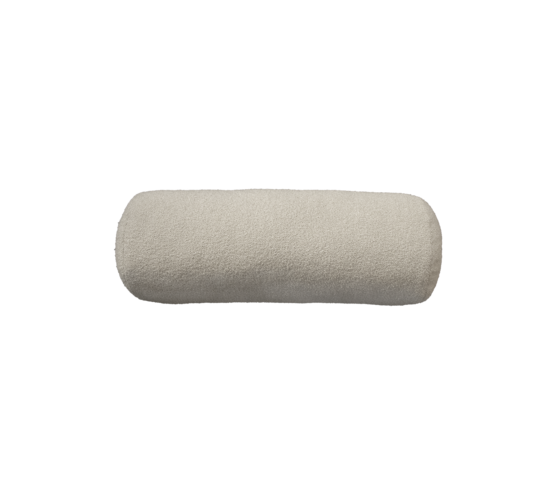 Ljust färgad cylindrisk kudde som är designad för komfort och stöd. Idealisk för olika sittarrangemang och avslappningsändamål.