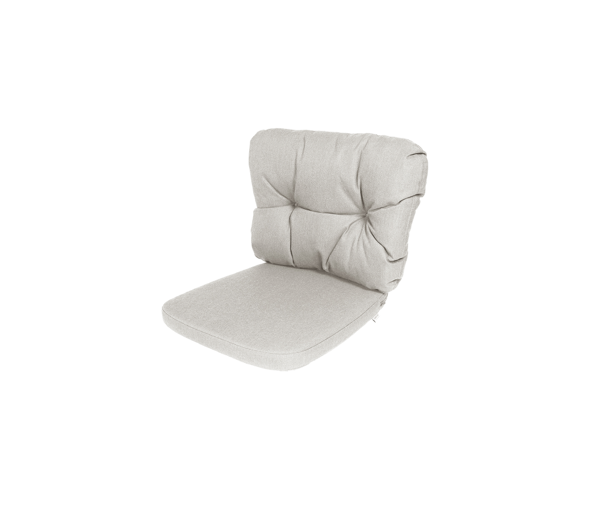 Bekväm ljusfärgad kudde med tuftat mönster, lämplig för sittande, ger stöd och stil. Idealisk för olika sittarrangemang.