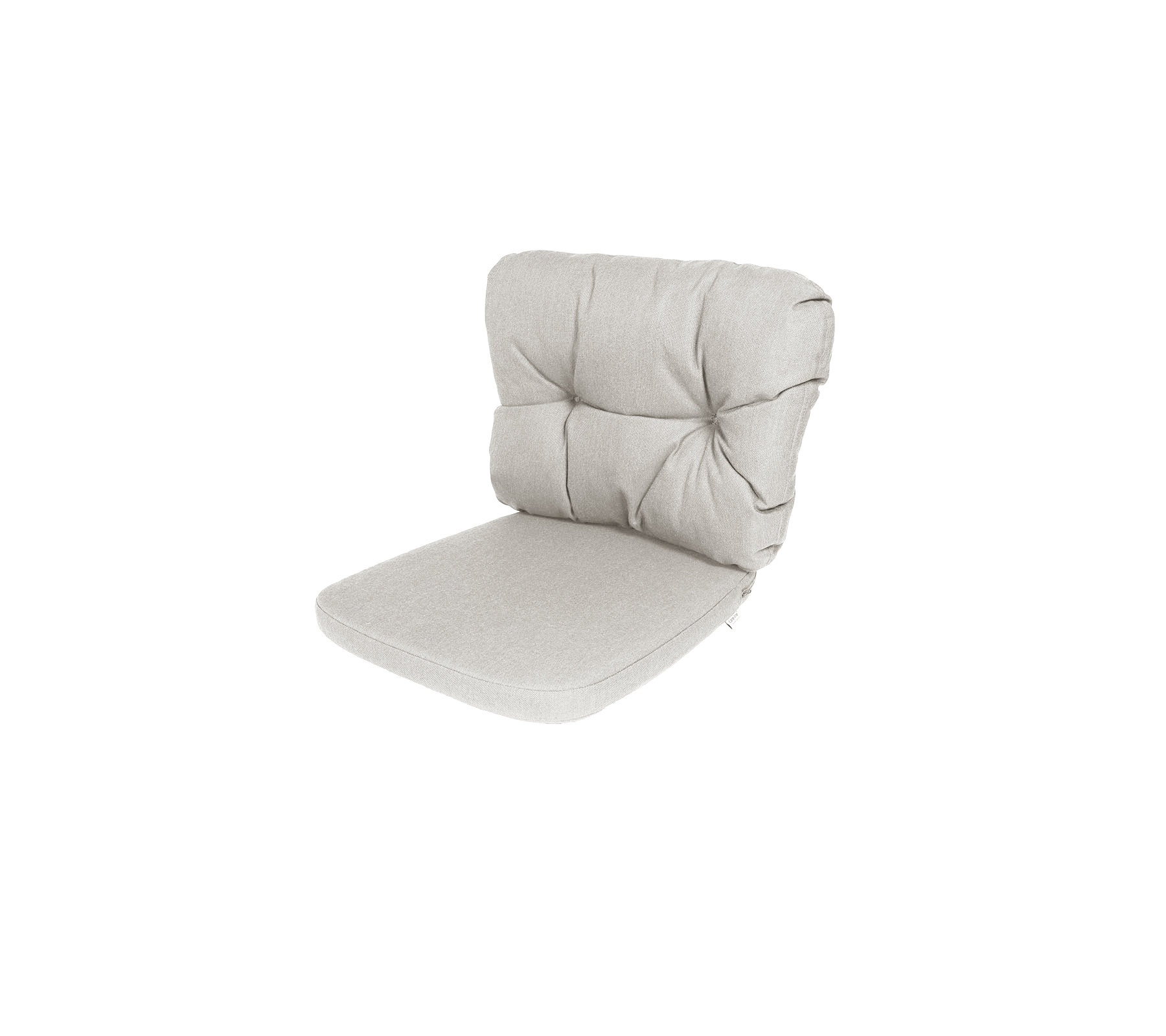 Bekväm ljusfärgad kudde med tuftat mönster, lämplig för sittande, ger stöd och stil. Idealisk för olika sittarrangemang.