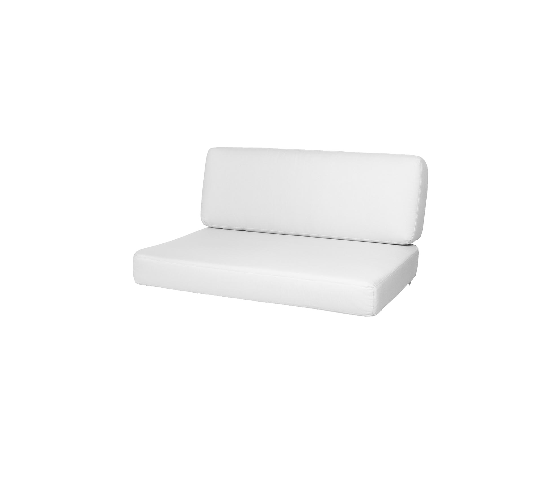 Vitt tvådelat soffan med en enkel, modern design, med låg ryggstöd och en bekväm sittplats. Ideal för minimalistisk estetik.
