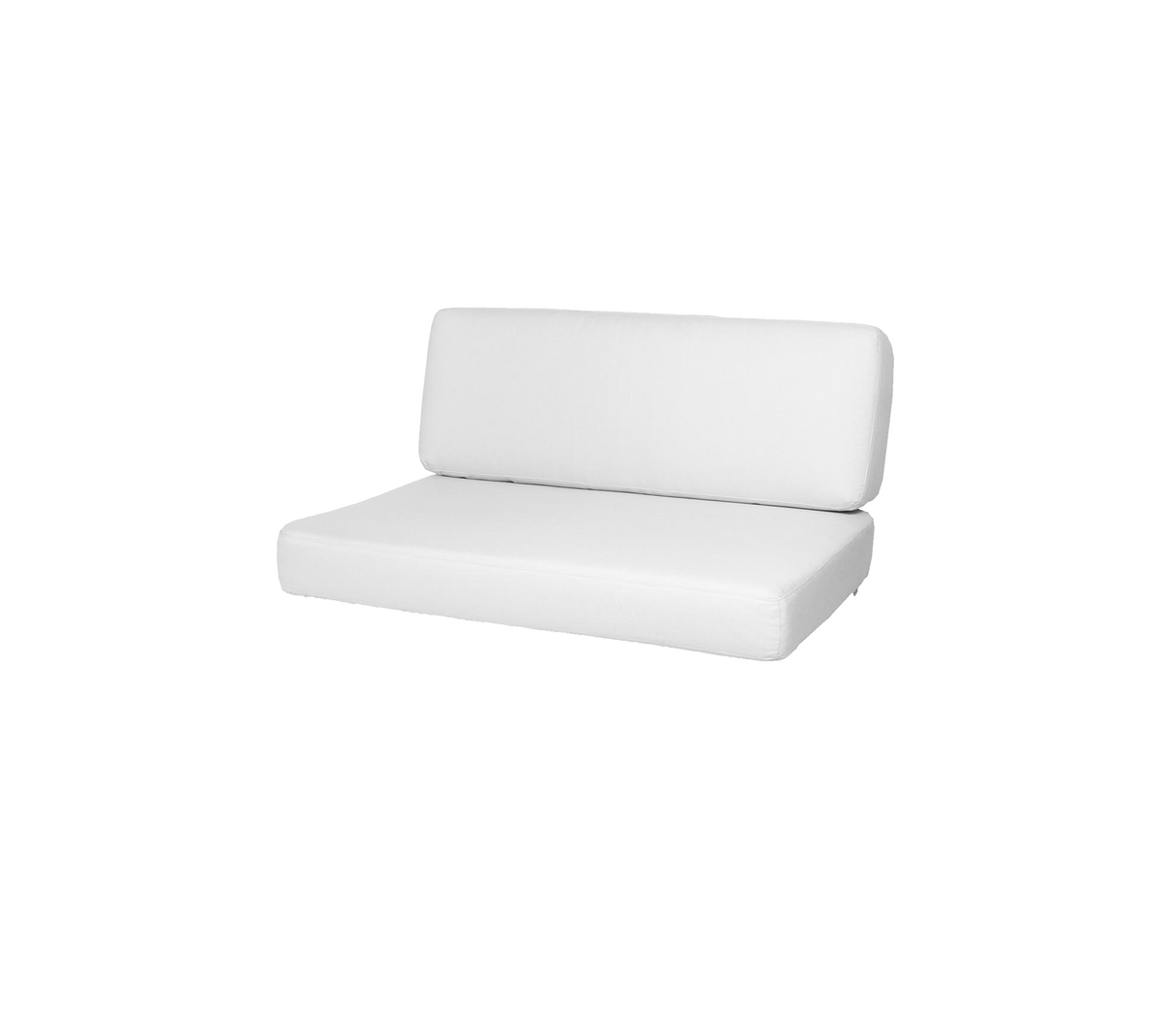 Vitt tvådelat soffan med en enkel, modern design, med låg ryggstöd och en bekväm sittplats. Ideal för minimalistisk estetik.