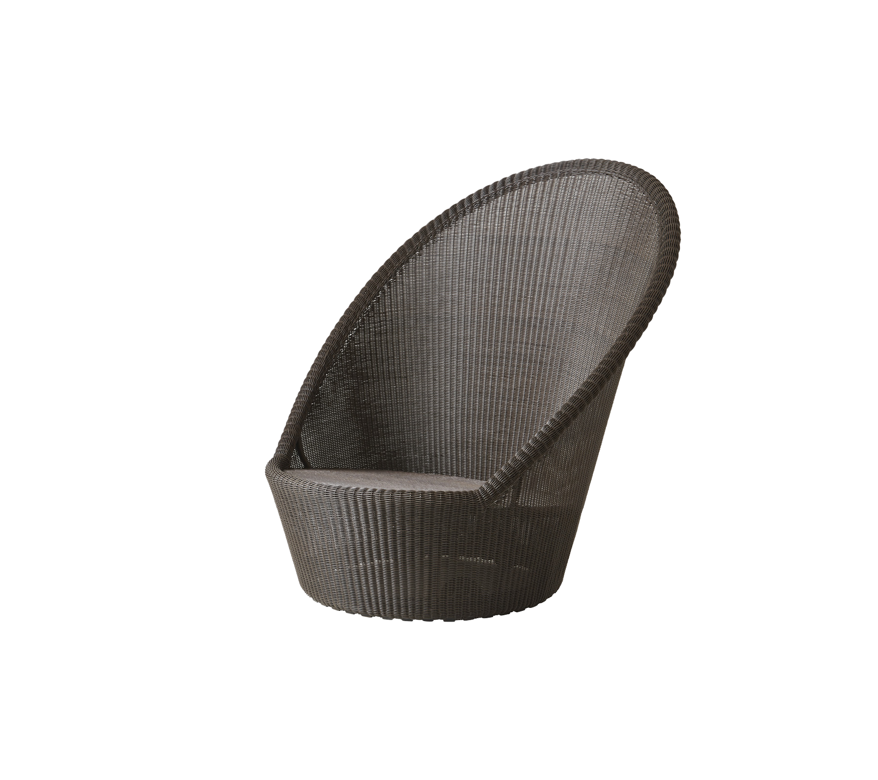 Stilfull, modern stol med böjd rygg och texturerad design, lämplig för olika miljöer.