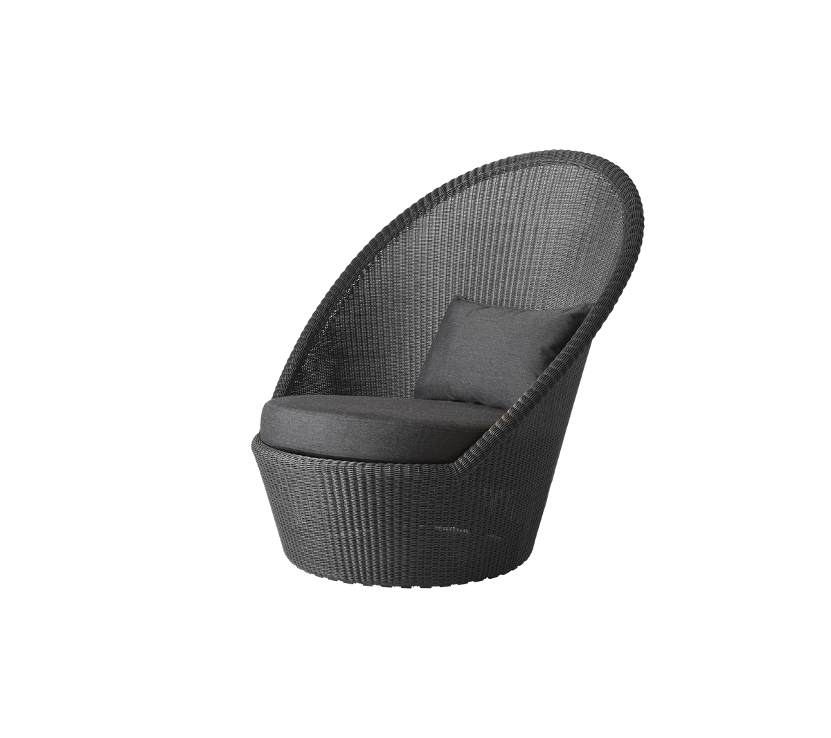 Stilig, modern stol med en böjd design och en bekväm kudde, perfekt för avkoppling och för att förbättra estetik i vilket utrymme som helst.