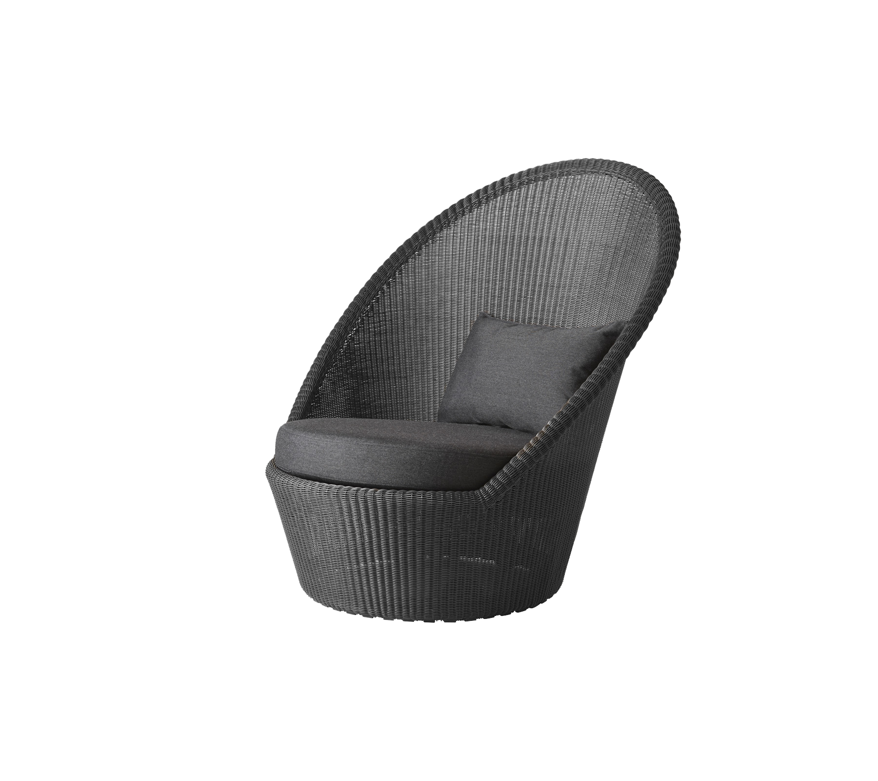 Stilig, modern stol med en böjd design och en bekväm kudde, perfekt för avkoppling och för att förbättra estetik i vilket utrymme som helst.