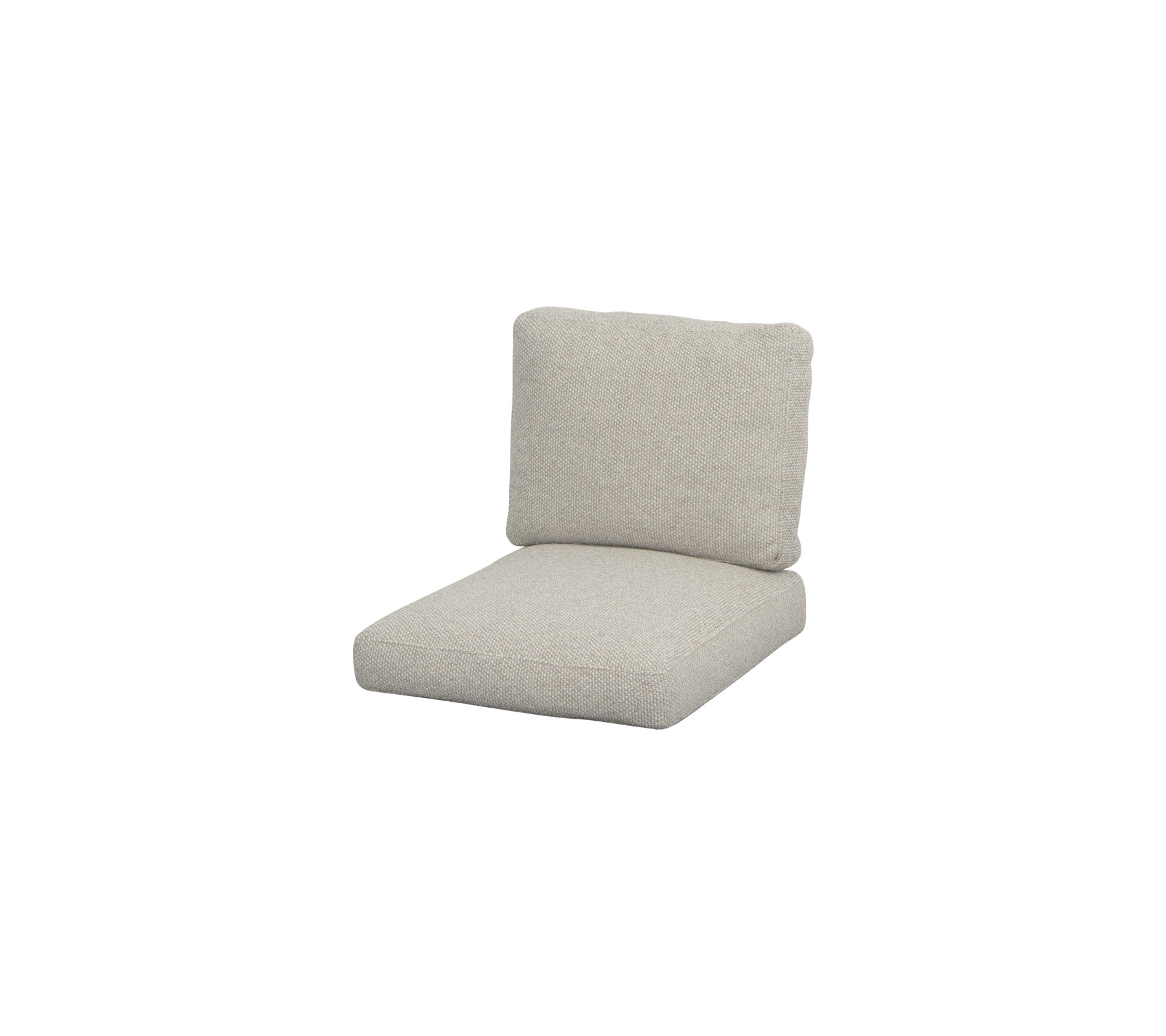 Ljusfärgad, modern kudde med tjock sits och ryggstöd, designad för komfort och stil i sittarrangemang.