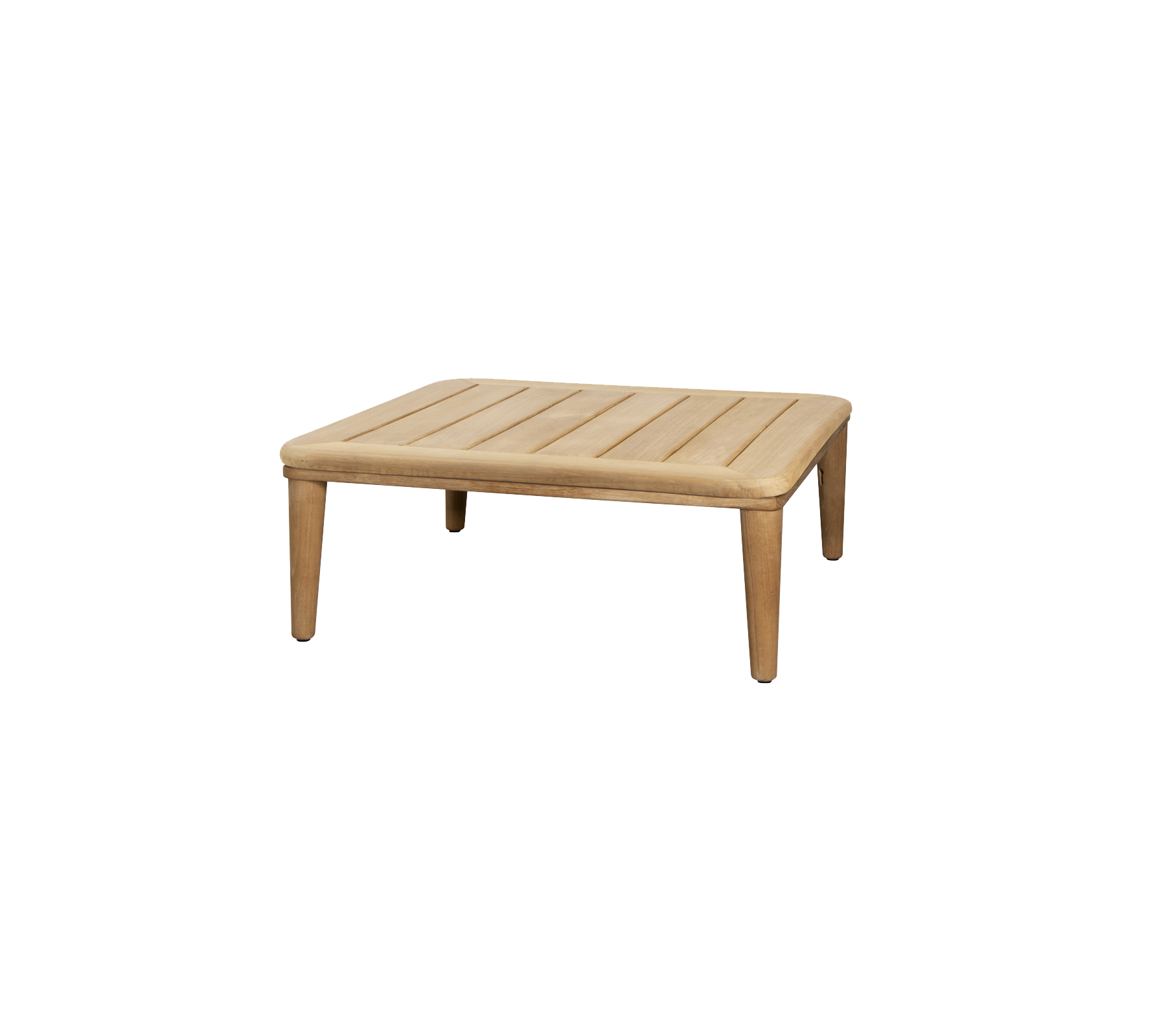 Fyrkantigt träbord med en ribbad topp och fyra stabila ben, designat för mångsidig användning i olika miljöer.