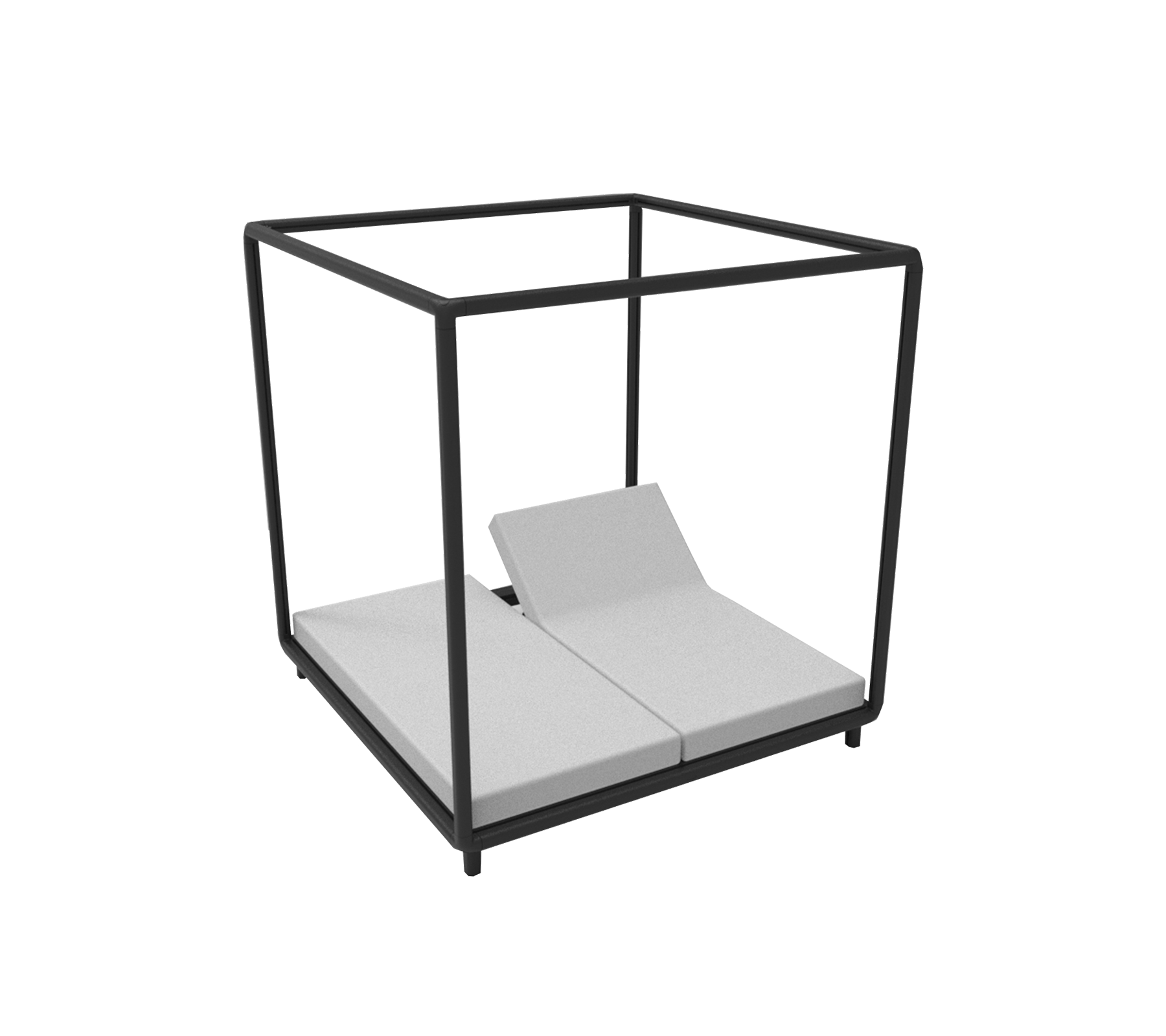 Moderna loungemöbler med en minimalistisk ram och mjuka kuddar, designade för komfort och stil i avslappningsutrymmen.