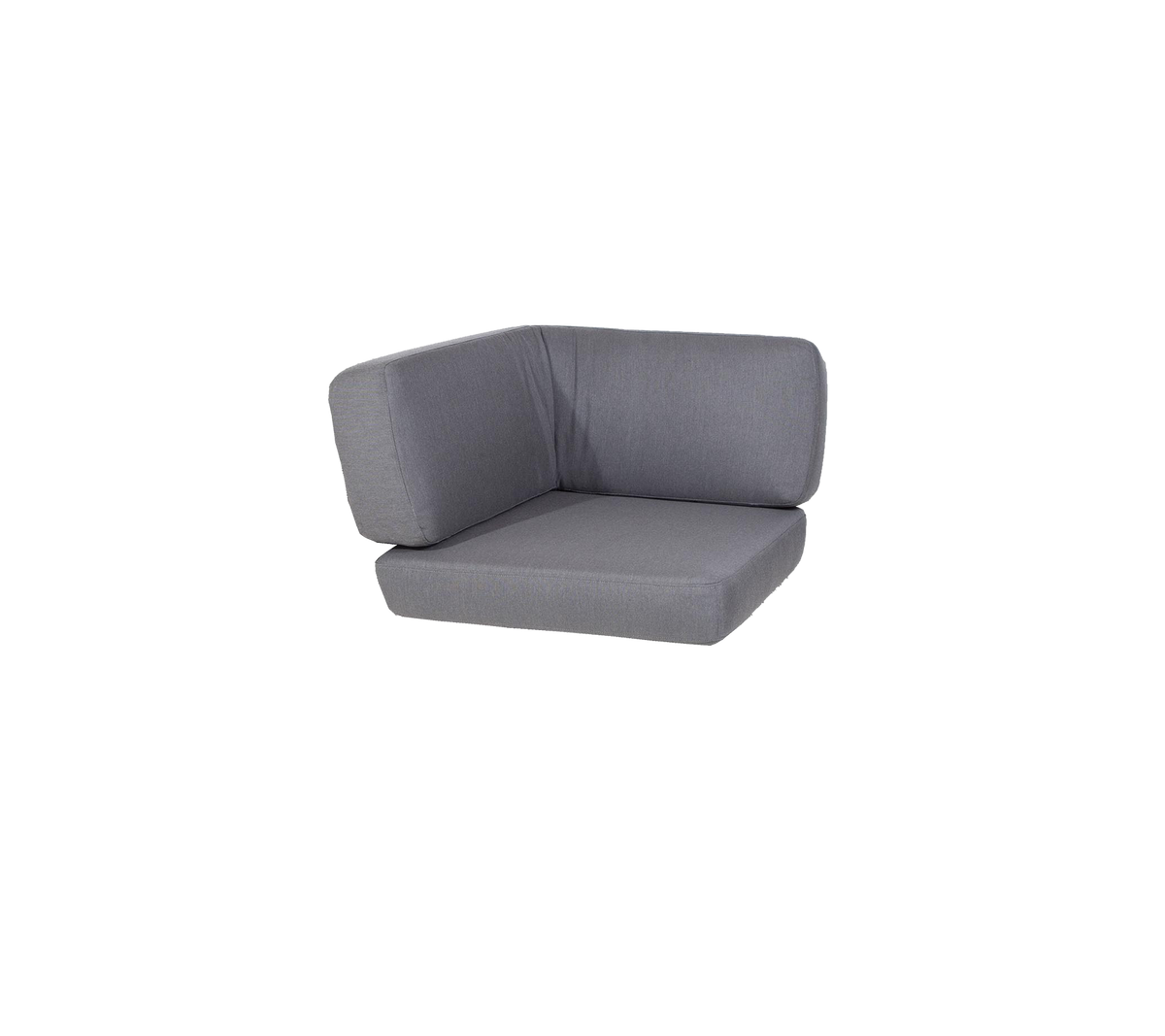 En modern grå hörnsoffkudde med minimalistisk design, med en bekväm ryggstöd och rymligt sittområde.