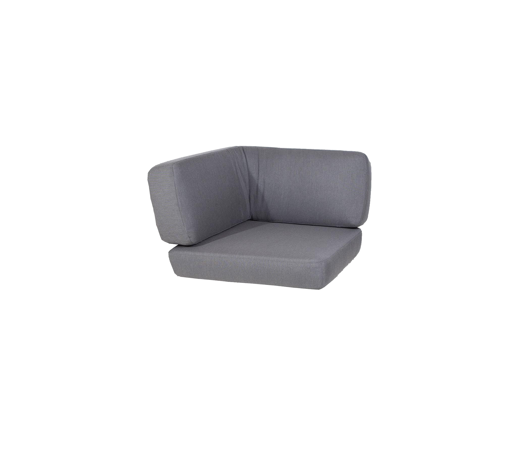 En modern grå hörnsoffkudde med minimalistisk design, med en bekväm ryggstöd och rymligt sittområde.