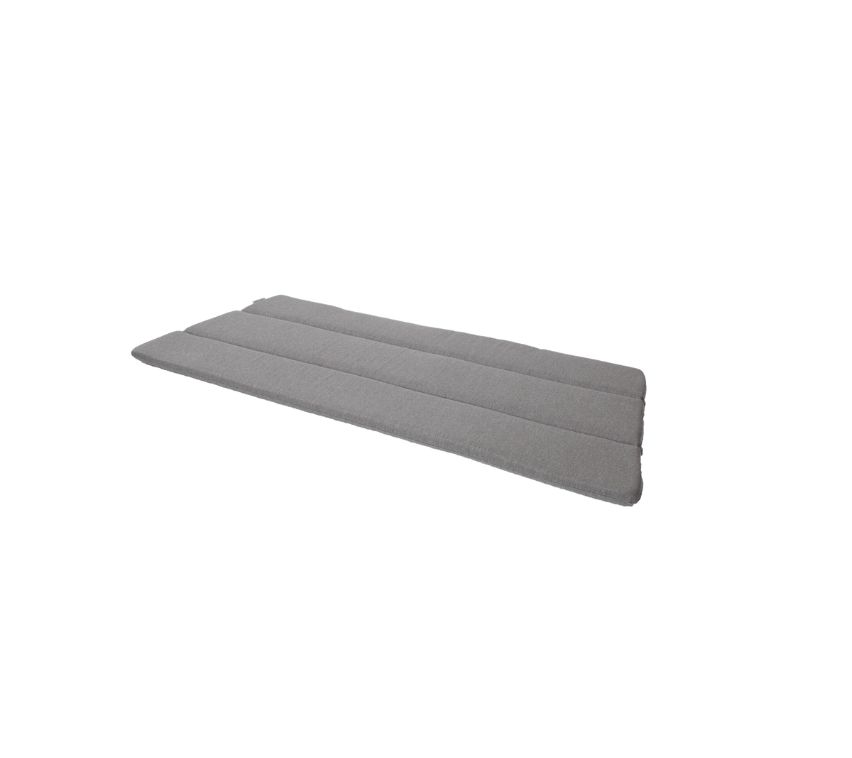 Grå vadderad matta med en sleek, minimalistisk design med tre horisontella sektioner. Ideal för komfort och stöd.