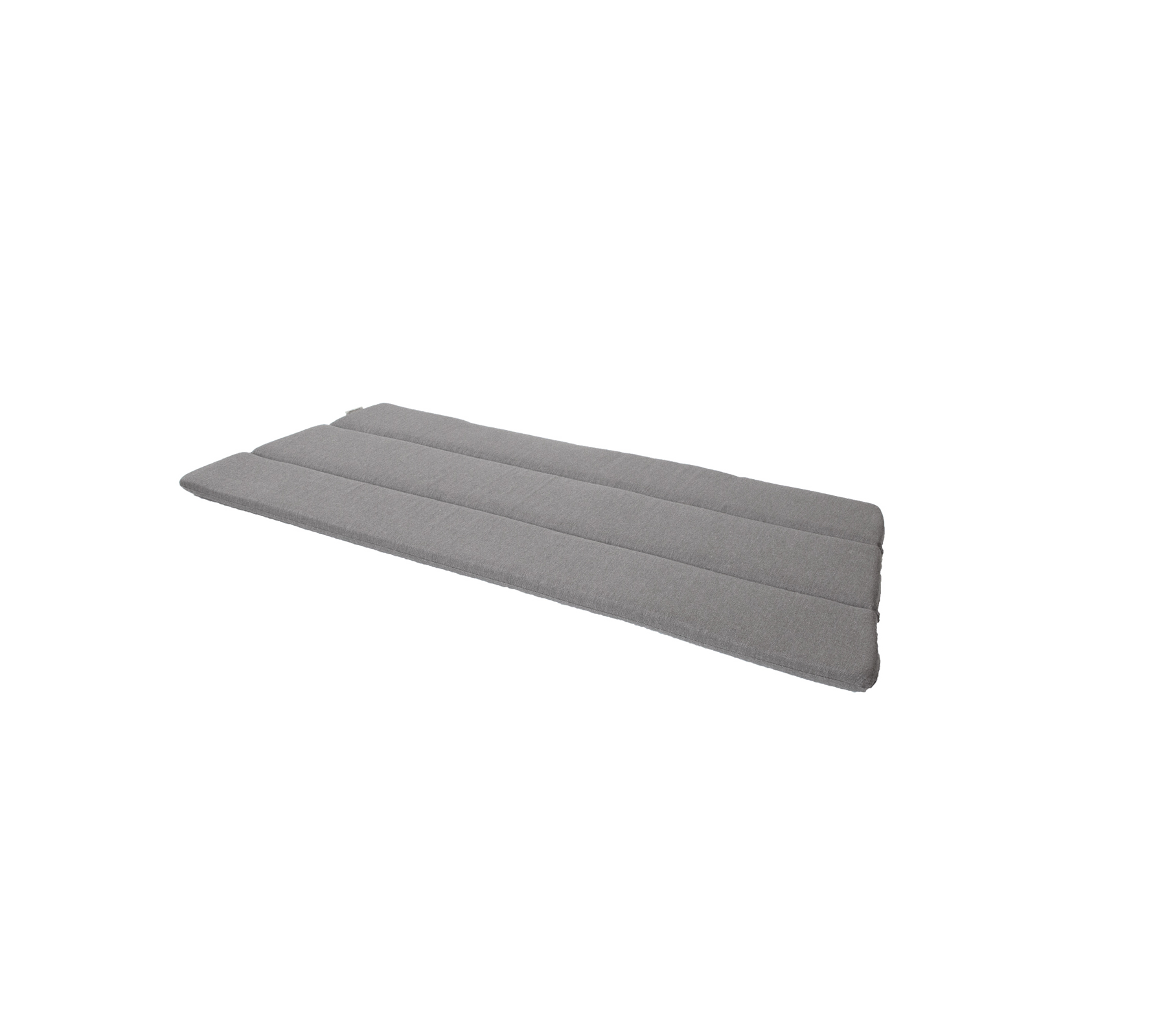 Grå vadderad matta med en sleek, minimalistisk design med tre horisontella sektioner. Ideal för komfort och stöd.