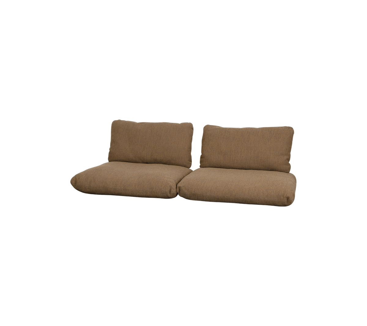 En modern, brunt klädd soffa med mjuka kuddar och minimalistisk design, perfekt för avslappnat sittande.