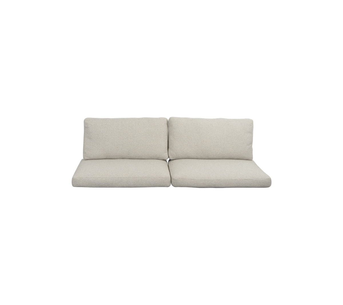 Ljusgrå tvåsitssoffa med mjuka kuddar som erbjuder en minimalistisk design som passar olika inredningsstilar.