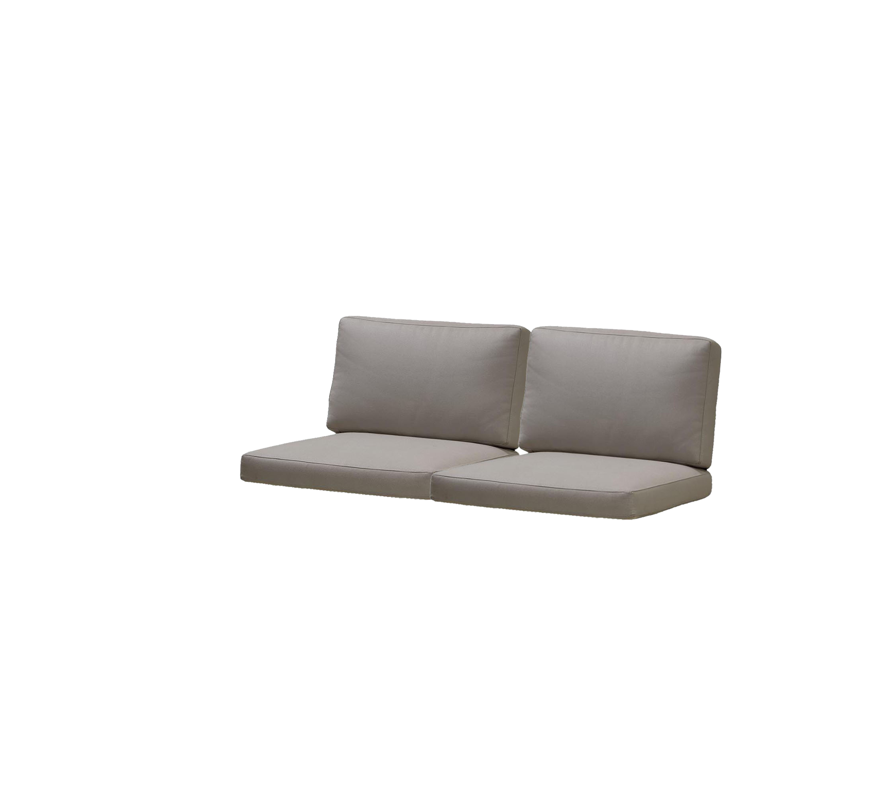 Tvådelad soffa med stoppade sitsar och ryggstöd i en neutral grå färg, designad för komfort och stil.