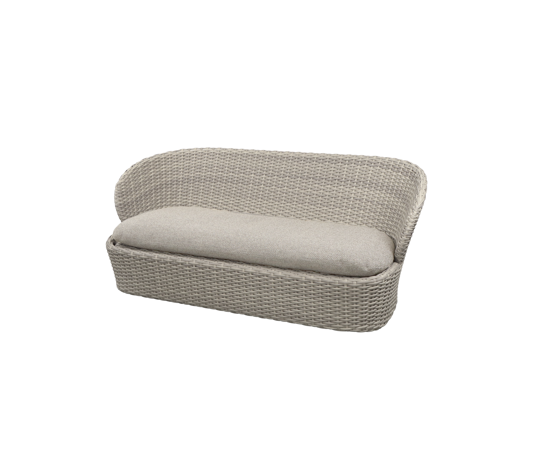 Stilig tvåsitssoffa med vävt mönster och mjukt kuddar, perfekt för bekväm sittning i alla miljöer.