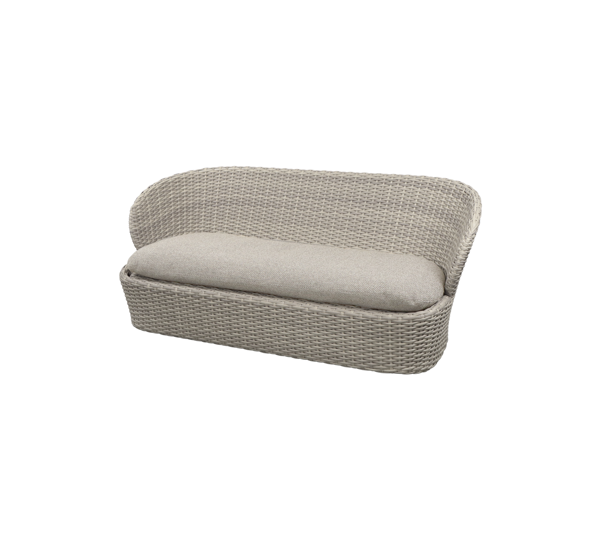 Stilig tvåsitssoffa med vävt mönster och mjukt kuddar, perfekt för bekväm sittning i alla miljöer.