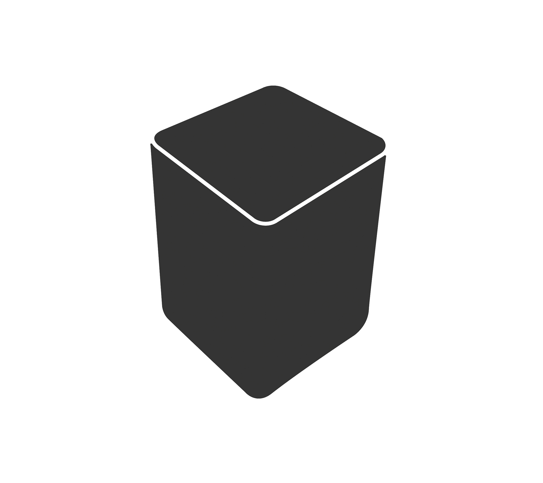 Enkel geometrisk behållare med sexkantig form och platt toppyta. Lämplig för olika förvaringsändamål.