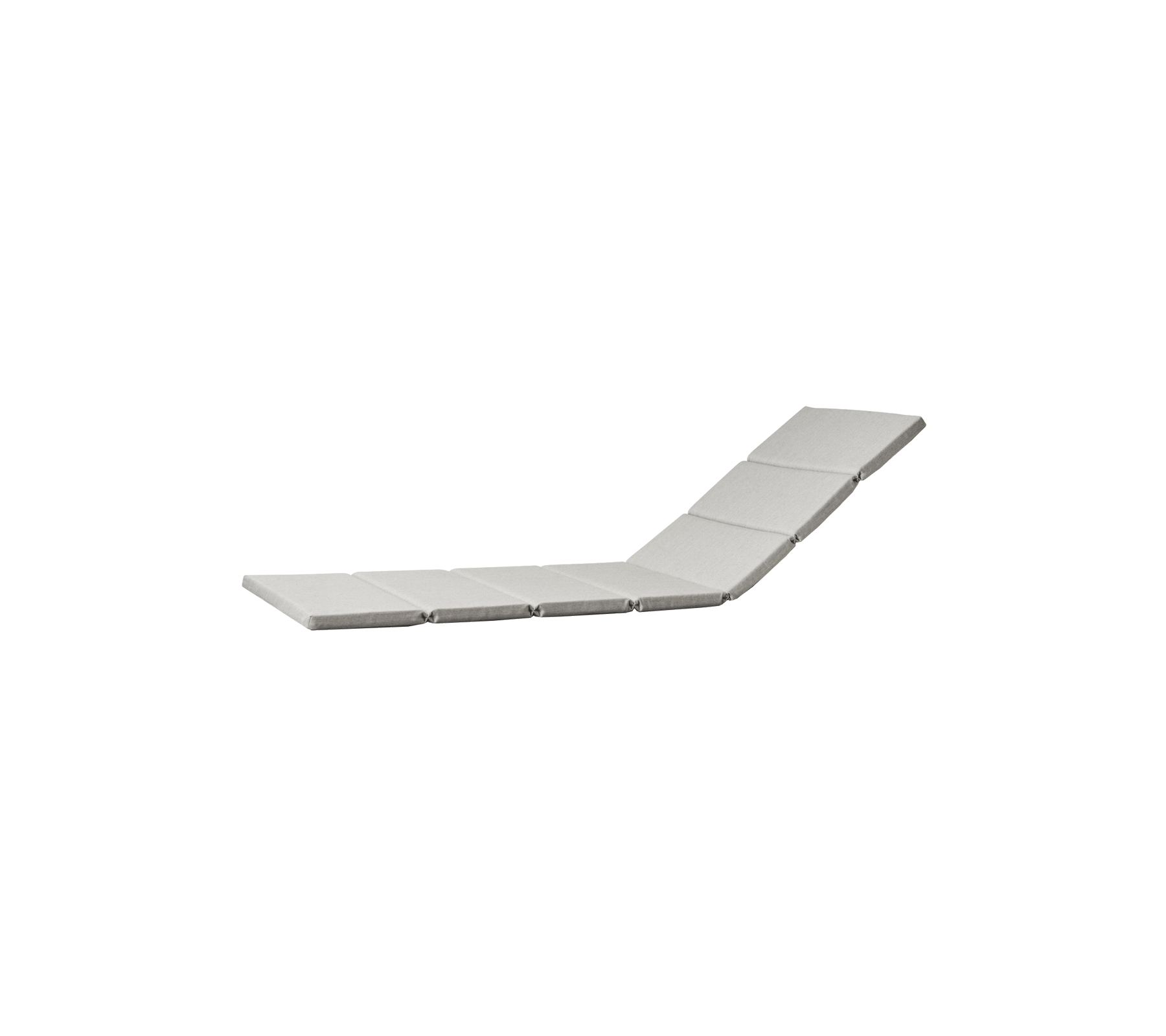 Samtida reclinerstol i ljusgrå design, med en segmenterad kudde för komfort och stöd.