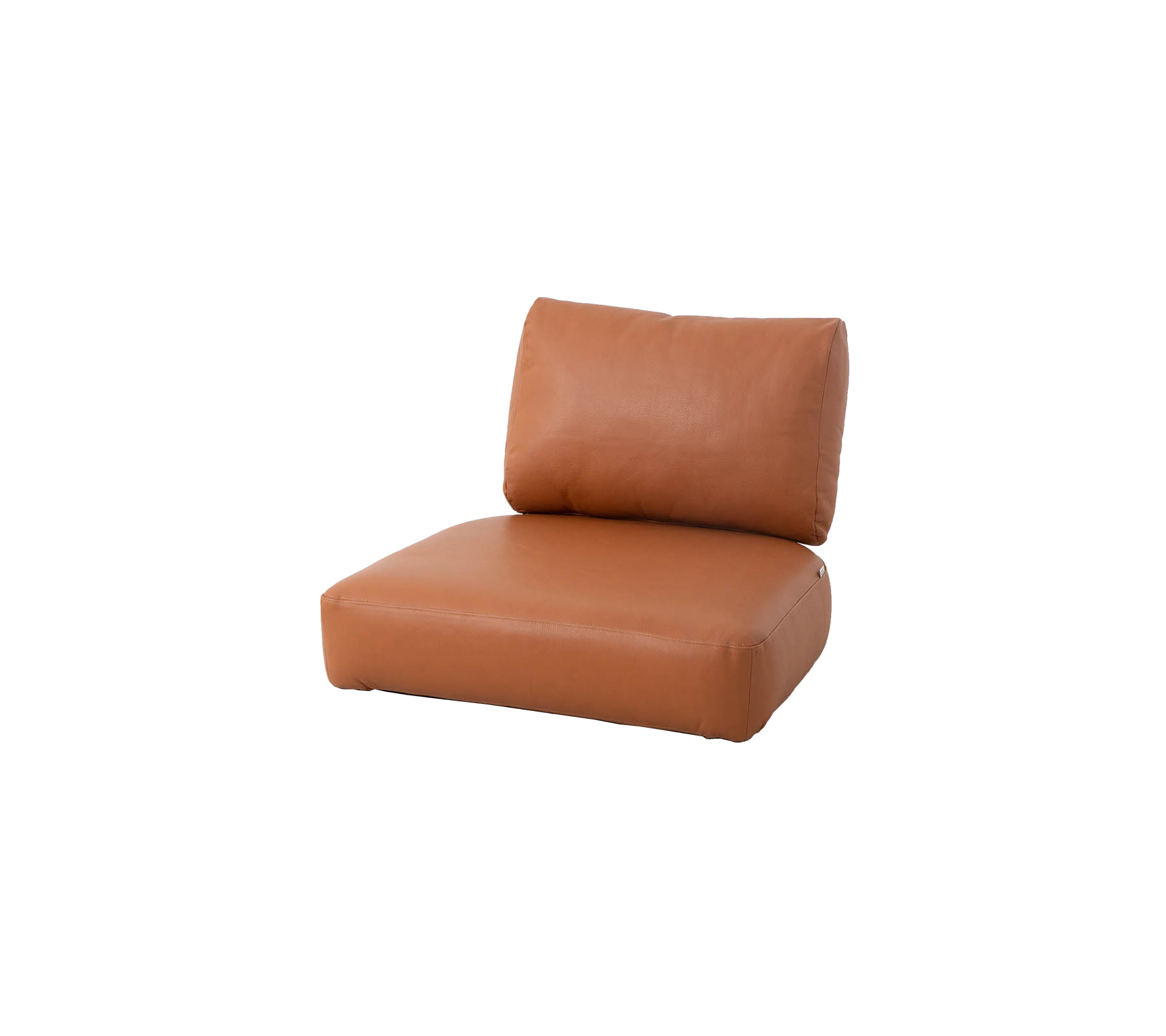 Brun läderkudde med en plysch ryggstöd, designad för komfort och stil. Idealiskt för moderna sittarrangemang.