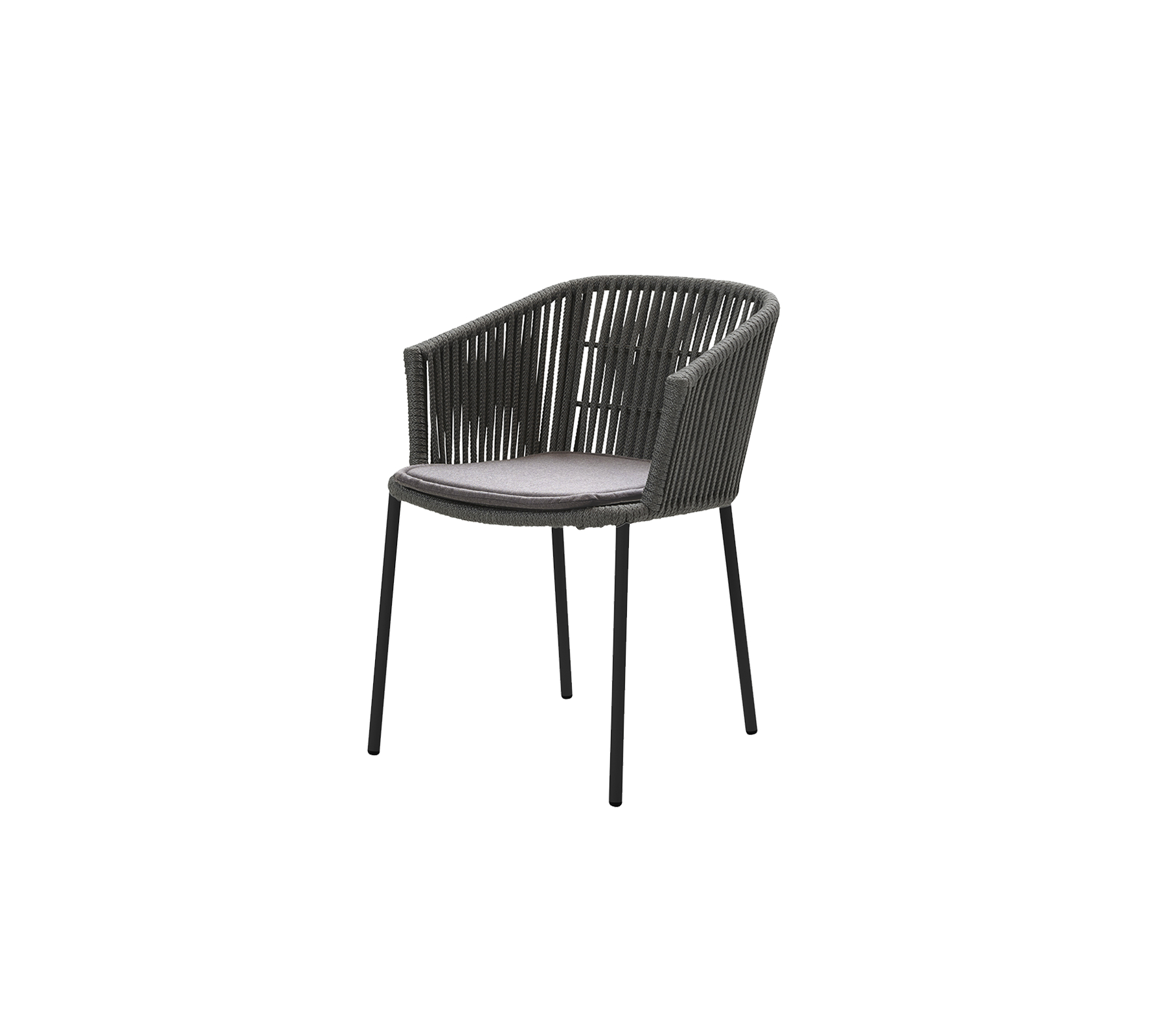 Stilfull stol med vävt mönster, utrustad med en bekväm kudde och eleganta ben, perfekt för avslappnad sittning.