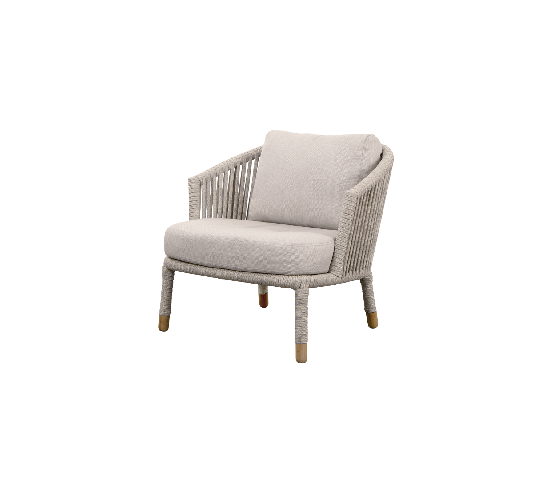 Stilfull stol med en bekväm kudde, med en vävd design och stabila ben för en modern look. Ideal för avkoppling.