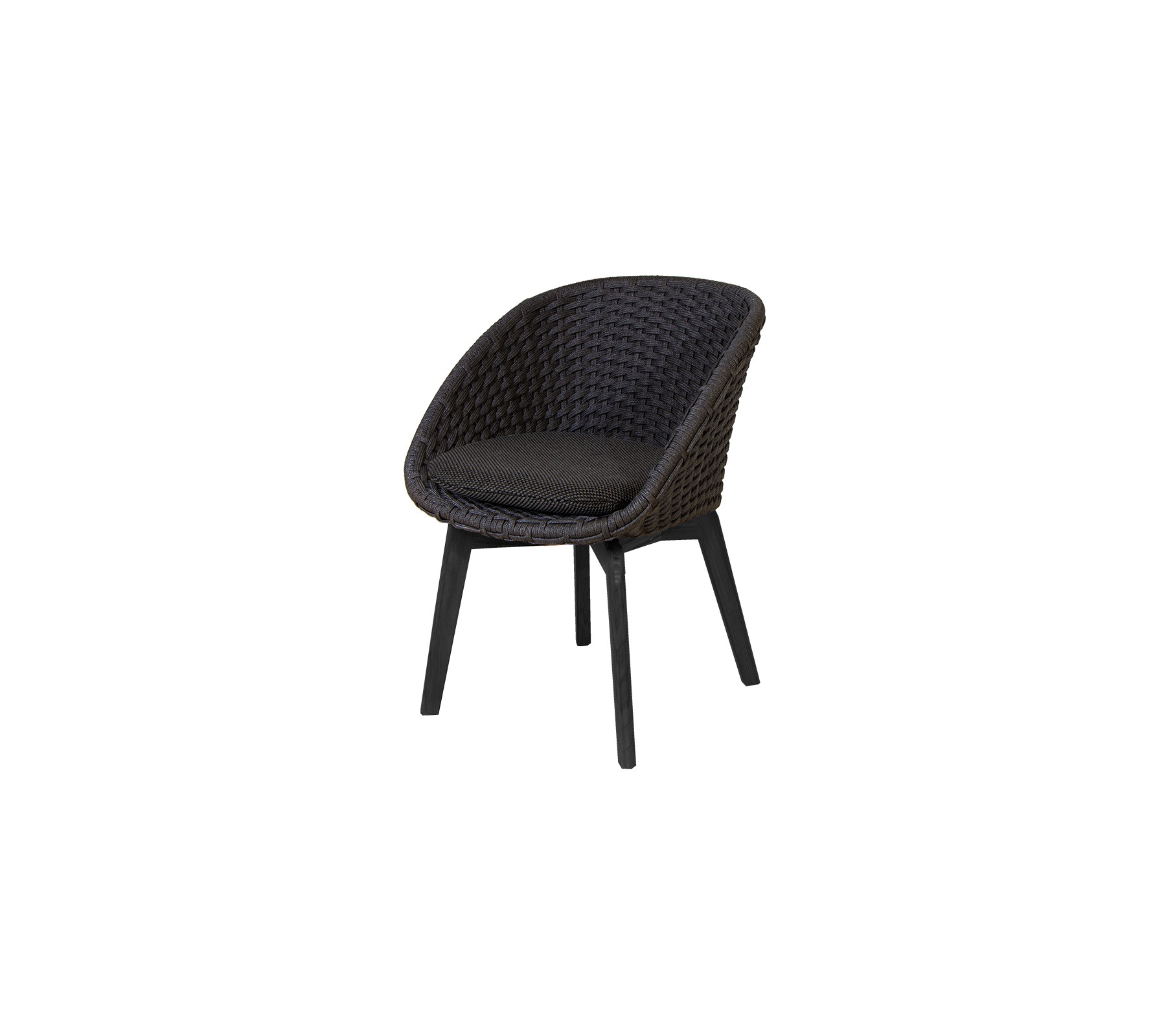 Stilfullt vävd stol med en bekväm sits, som har en slank design och robusta ben i en mörk finish. Perfekt för moderna utrymmen.