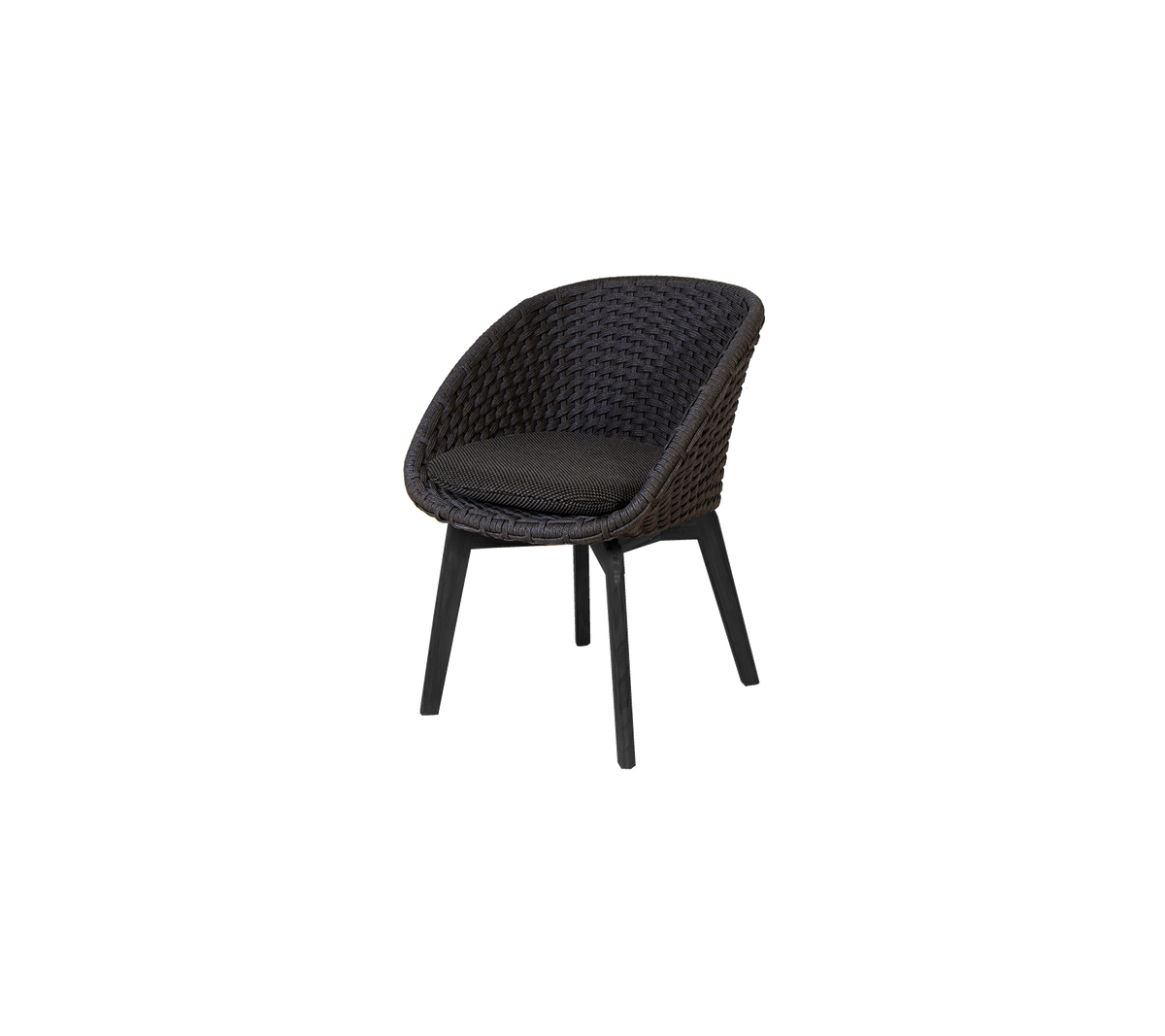 Stilfullt vävd stol med en bekväm sits, som har en slank design och robusta ben i en mörk finish. Perfekt för moderna utrymmen.