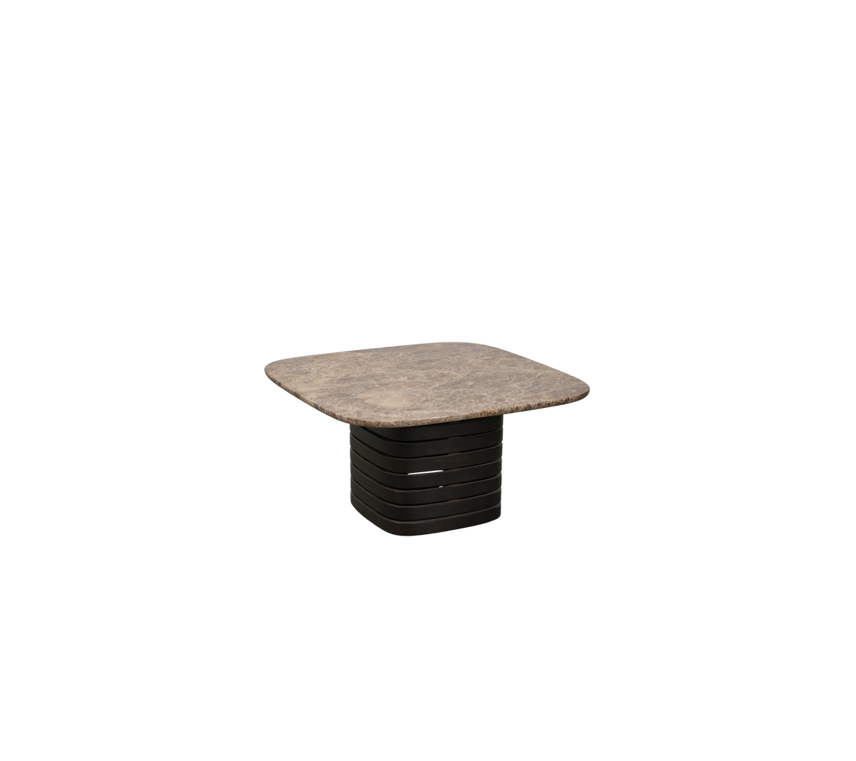 Mörkbrunt bord med en Emperador-top i en enkel design.